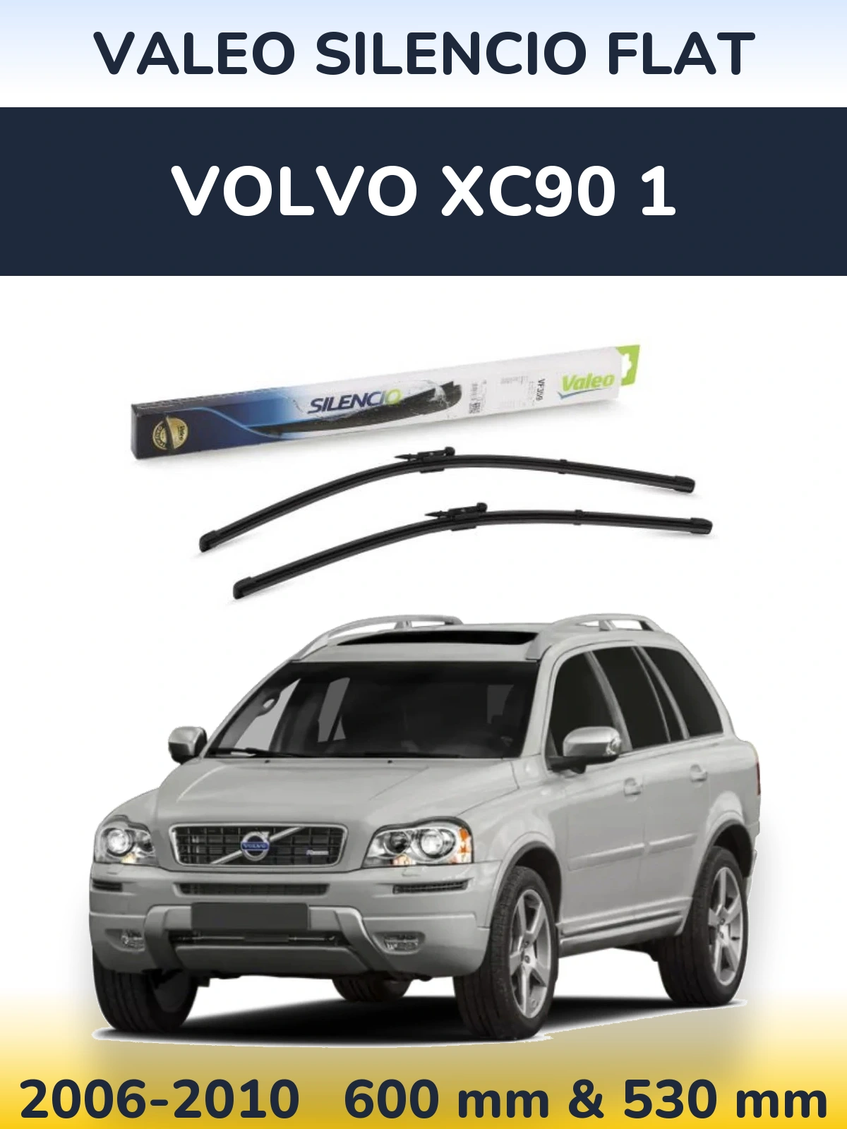 Sada předních stěračů Valeo Silencio Flat 600 a 550 mm pro Volvo XC90 1 2006-2010