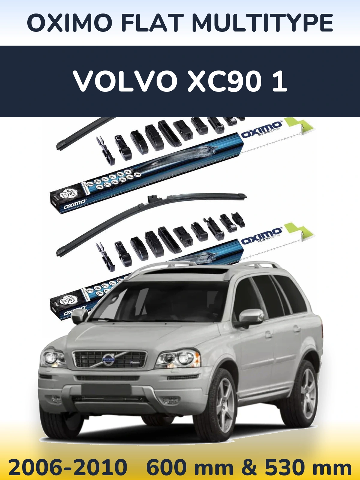 Sada předních stěračů Oximo Flat MultiType 600 a 530 mm pro Volvo XC90 1 2006-2010