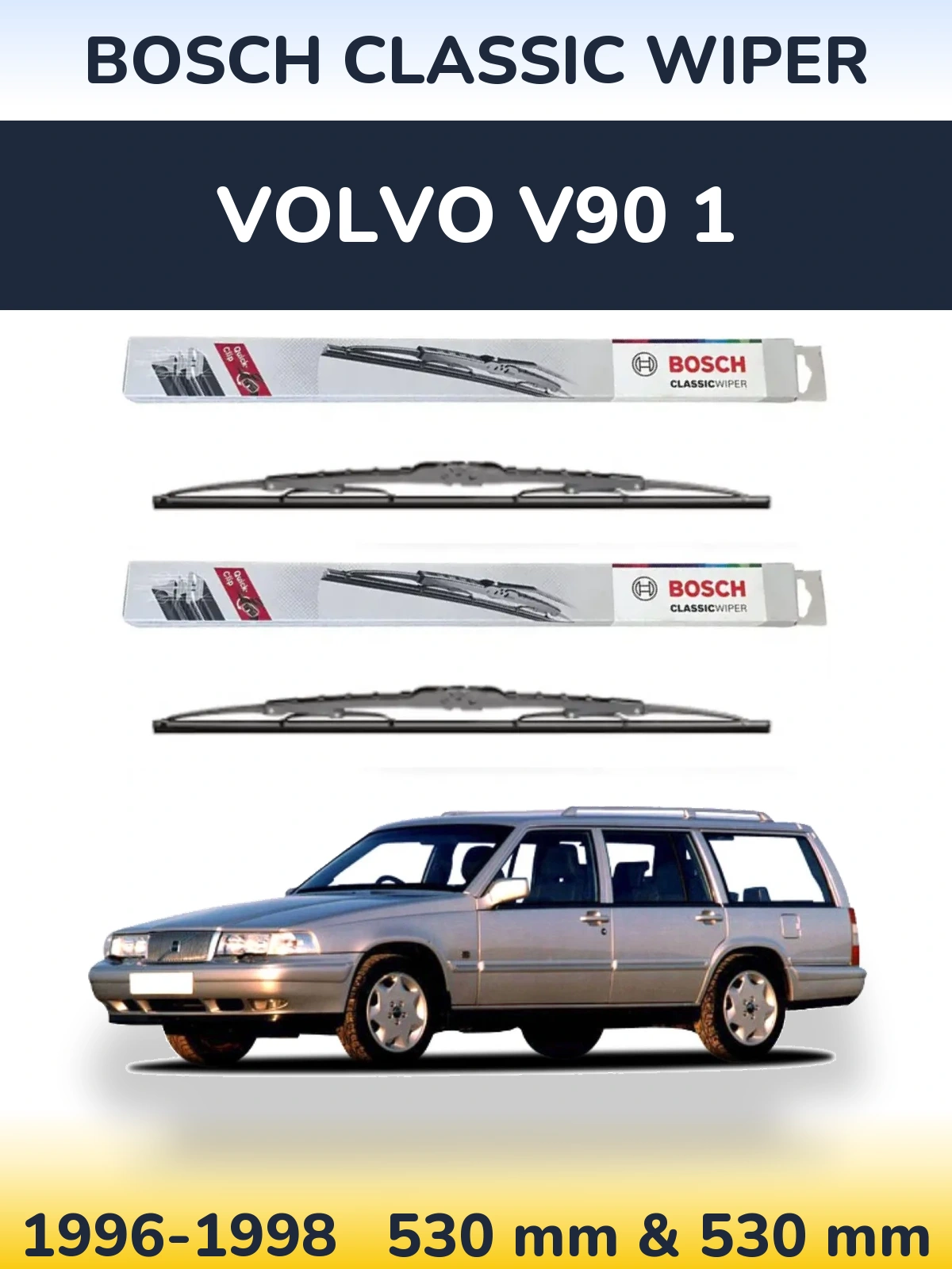 Sada předních stěračů BOSCH Classic Wiper 530 a 530 mm pro Volvo V90 1 1996-1998