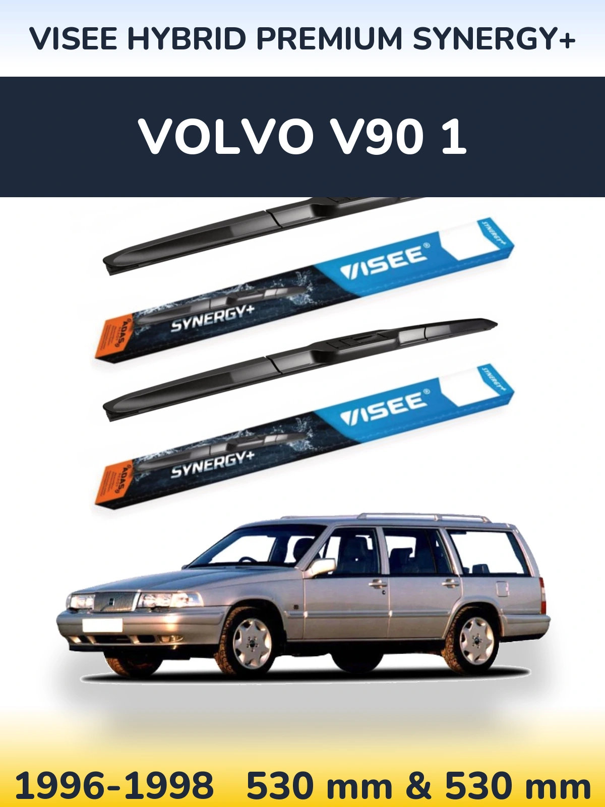 Sada předních stěračů VISEE HYBRID PREMIUM SYNERGY+ 530 a 530 mm pro Volvo V90 1 1996-1998