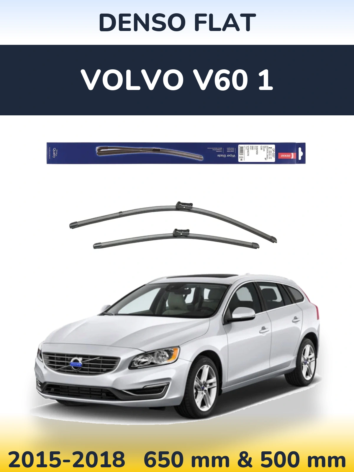 Sada předních stěračů Denso Flat 650 a 500 mm pro Volvo V60 1 2015-2018