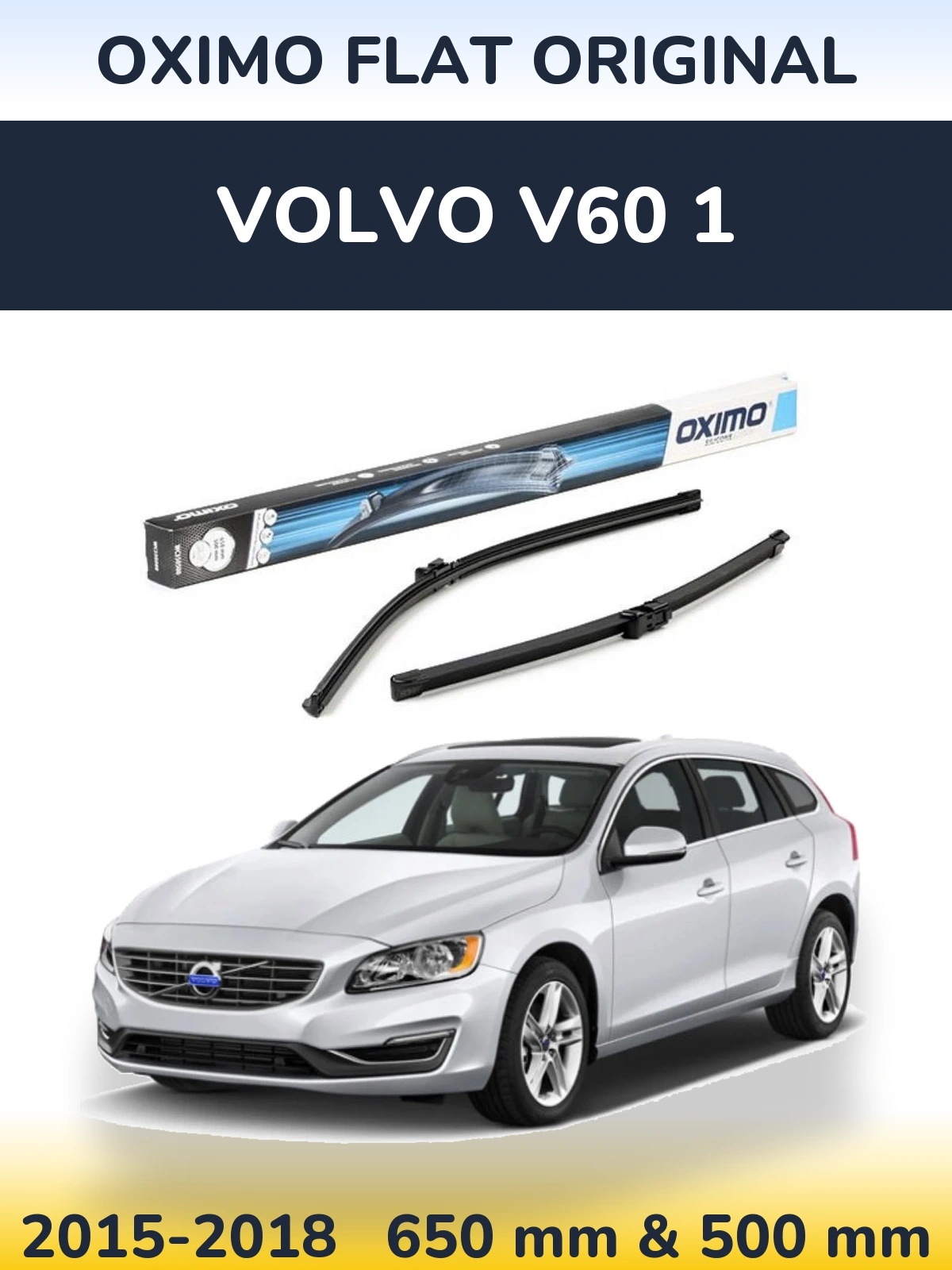 Sada předních stěračů Oximo Flat Original 650 a 500 mm pro Volvo V60 1 2015-2018