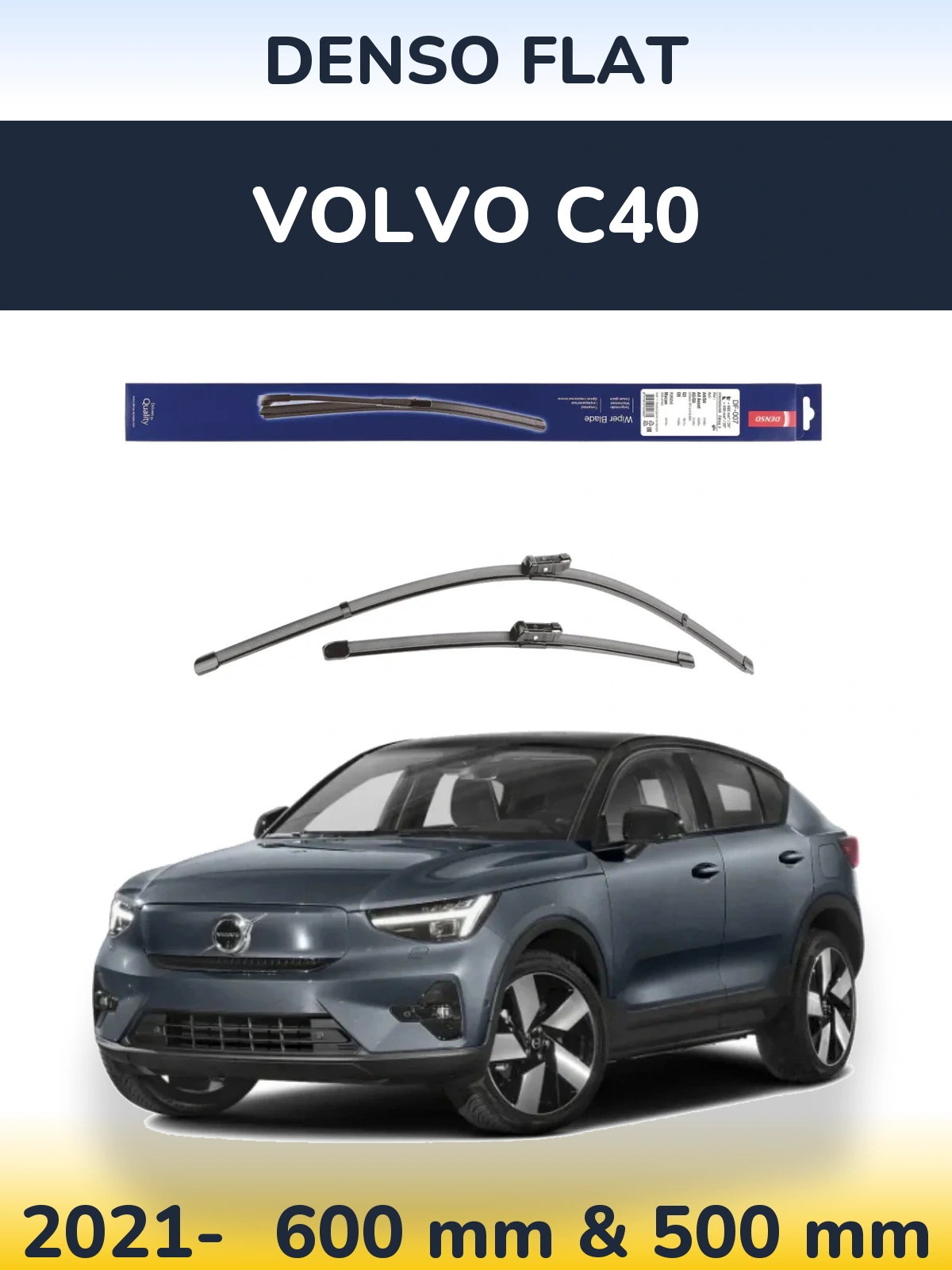 Sada předních stěračů Denso Flat 600 a 500 mm pro Volvo C40 2021-2026