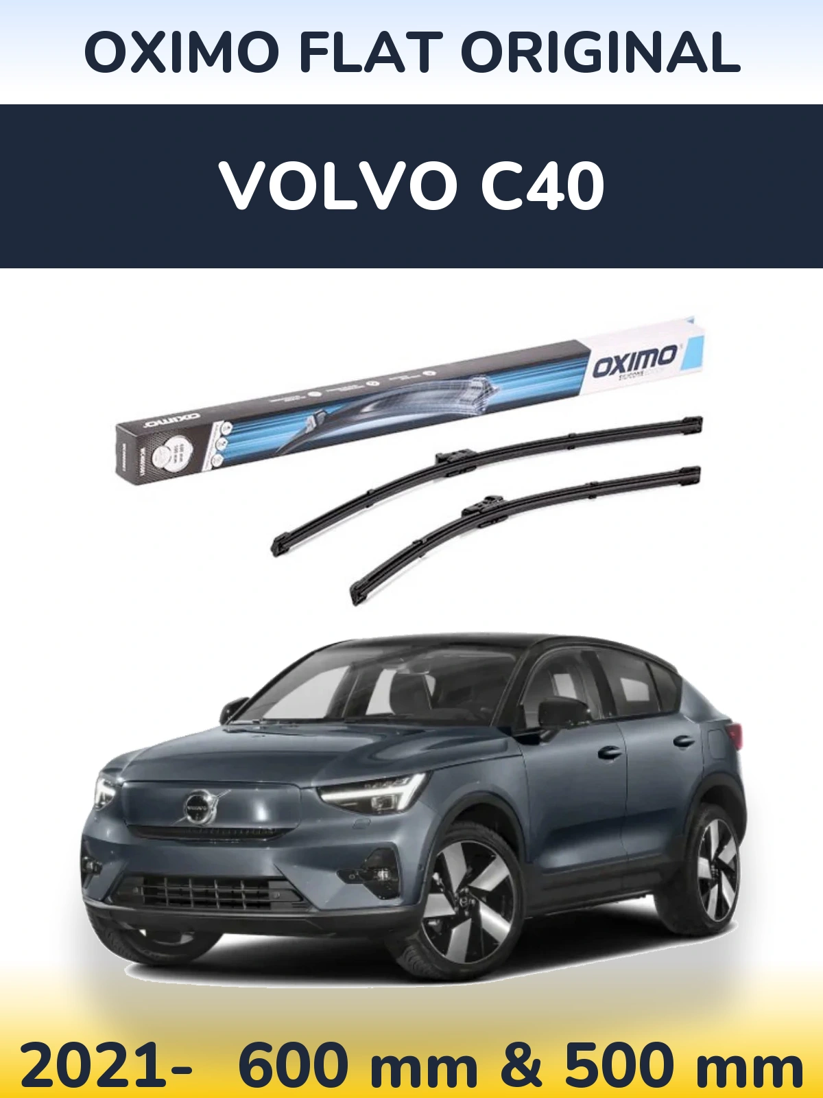 Sada předních stěračů Oximo Flat Original 600 a 500 mm pro Volvo C40 2021-2026