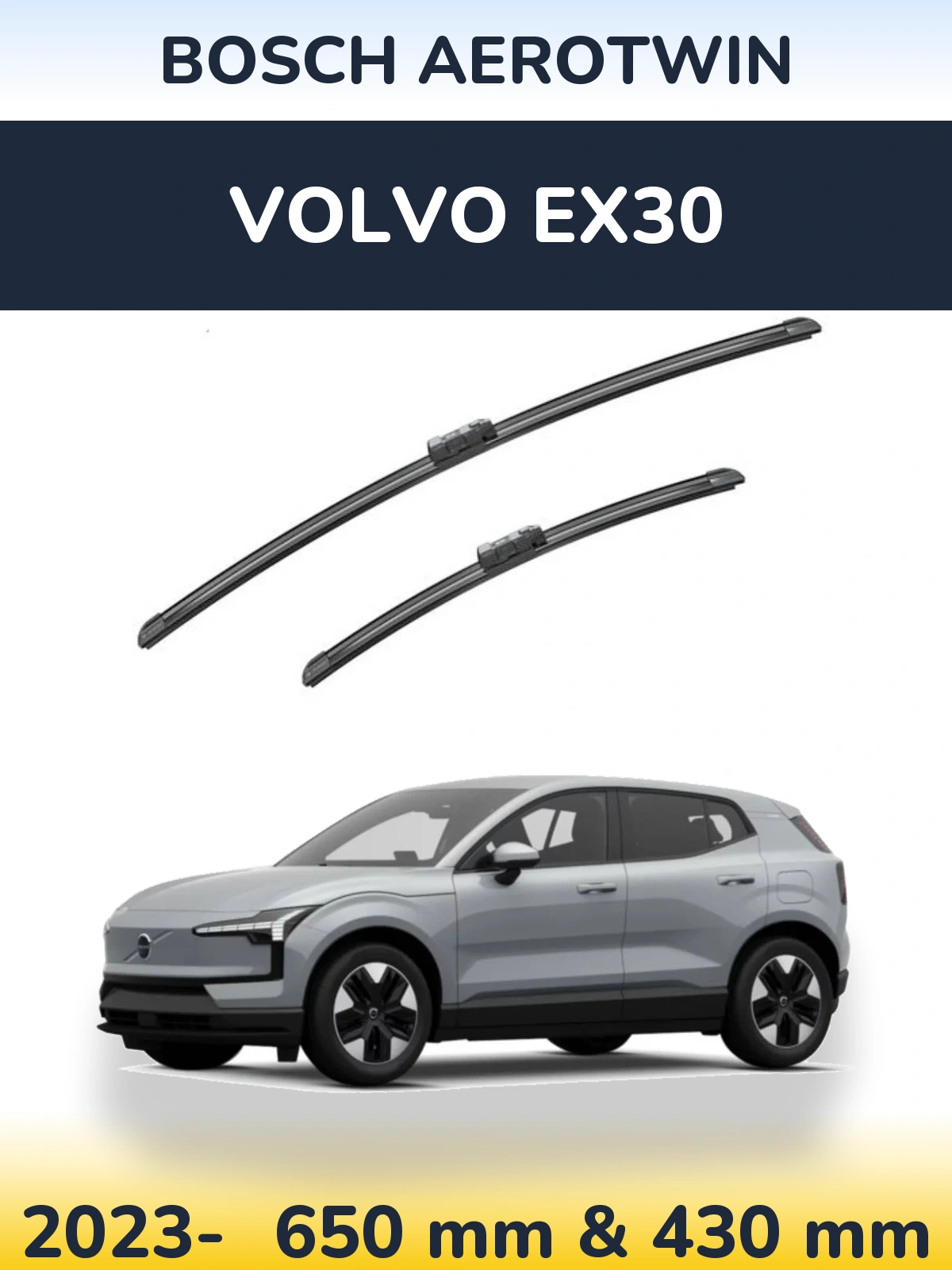 Комплект передніх щіток BOSCH AeroTwin 650 & 430 мм для Volvo EX30 2023-2026