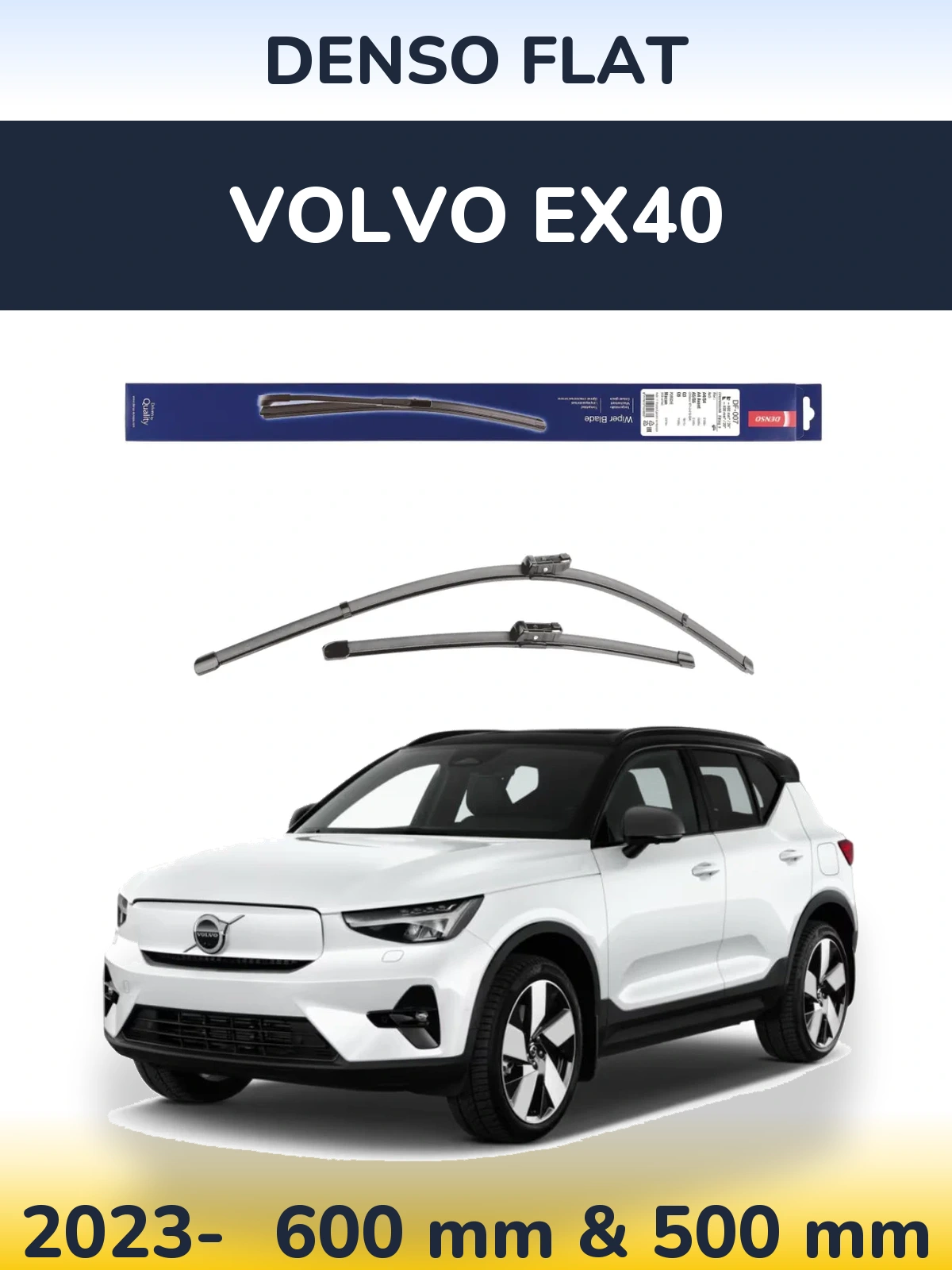 Sada předních stěračů Denso Flat 600 a 500 mm pro Volvo EX40 2023-2026
