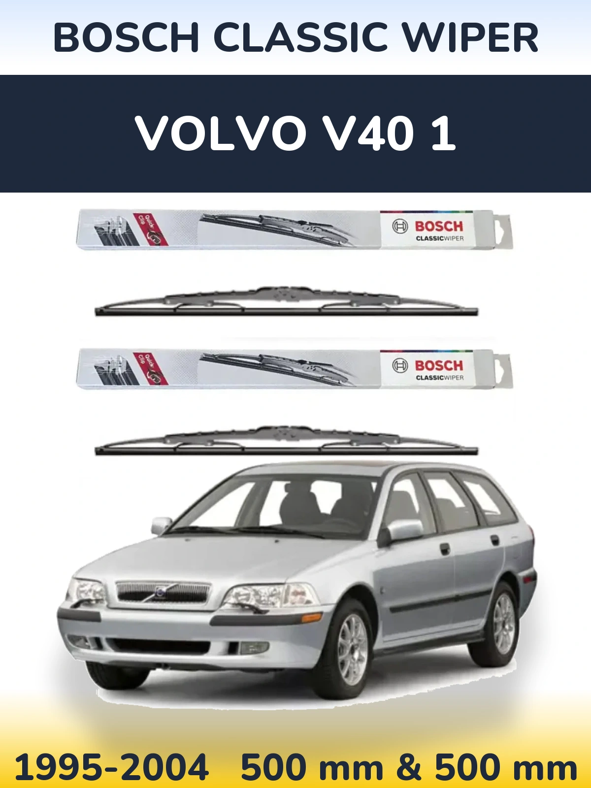 Sada předních stěračů BOSCH Classic Wiper 500 a 500 mm pro Volvo V40 1 1995-2004