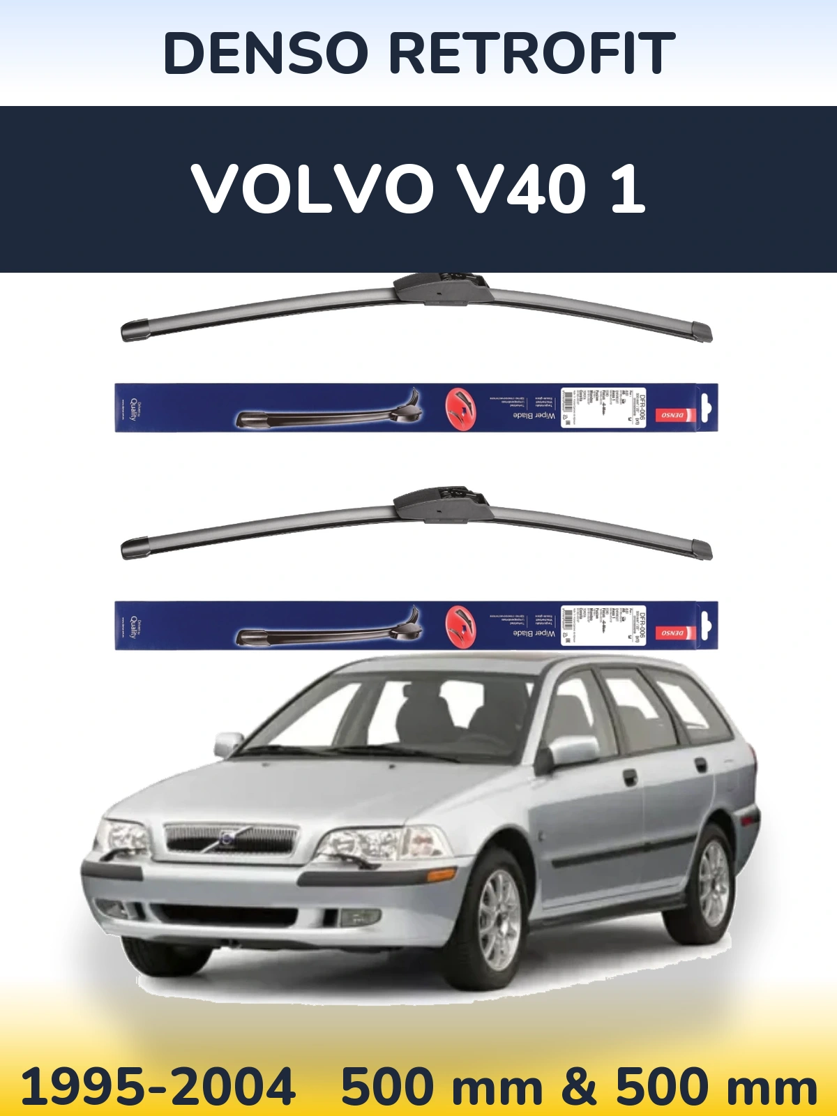 Sada předních stěračů Denso Retrofit 500 a 500 mm pro Volvo V40 1 1995-2004