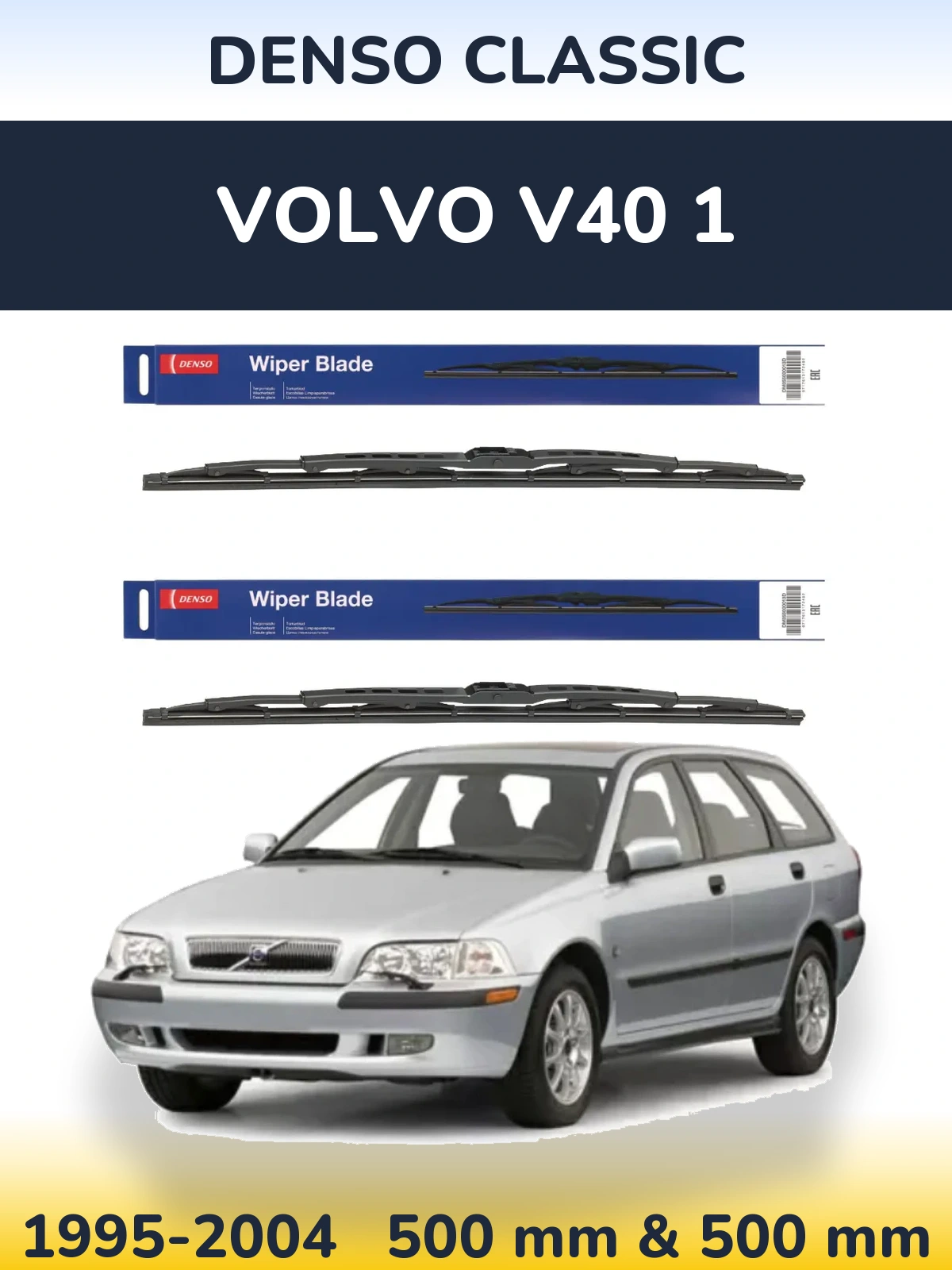 Sada předních stěračů Denso Classic 500 a 500 mm pro Volvo V40 1 1995-2004