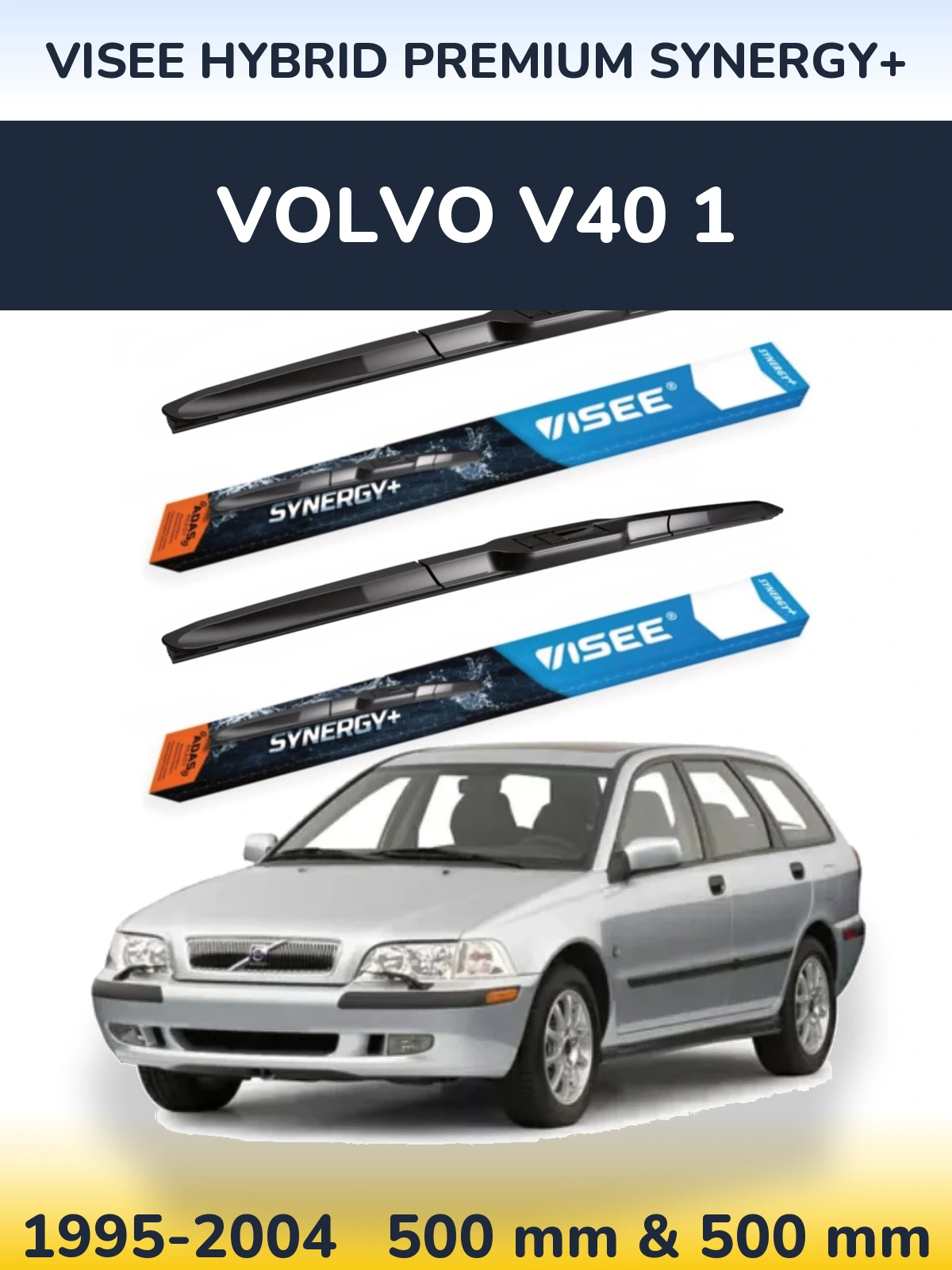 Sada předních stěračů VISEE HYBRID PREMIUM SYNERGY+ 500 a 500 mm pro Volvo V40 1 1995-2004