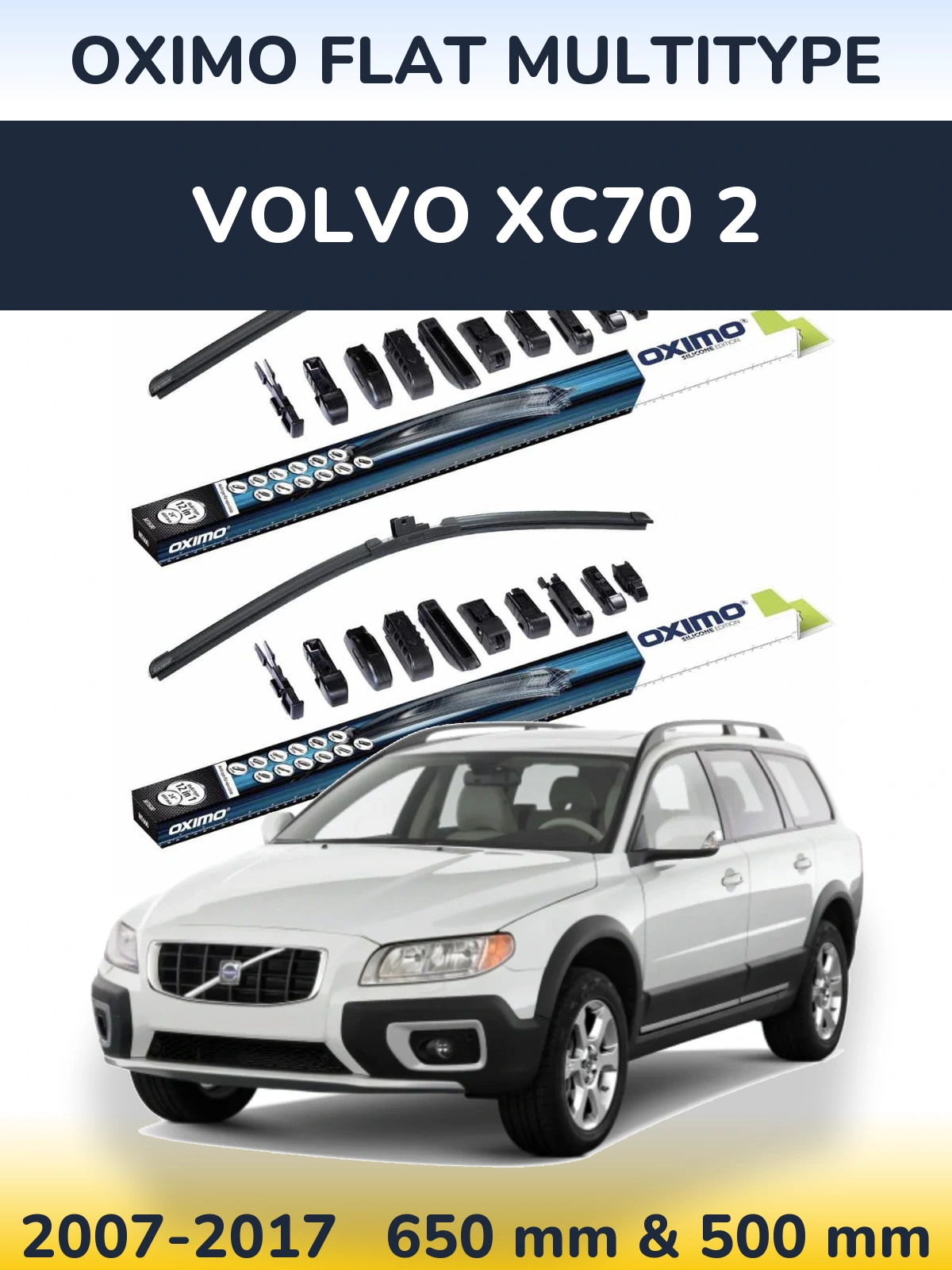 Sada předních stěračů Oximo Flat MultiType 650 a 500 mm pro Volvo XC70 2 2007-2017