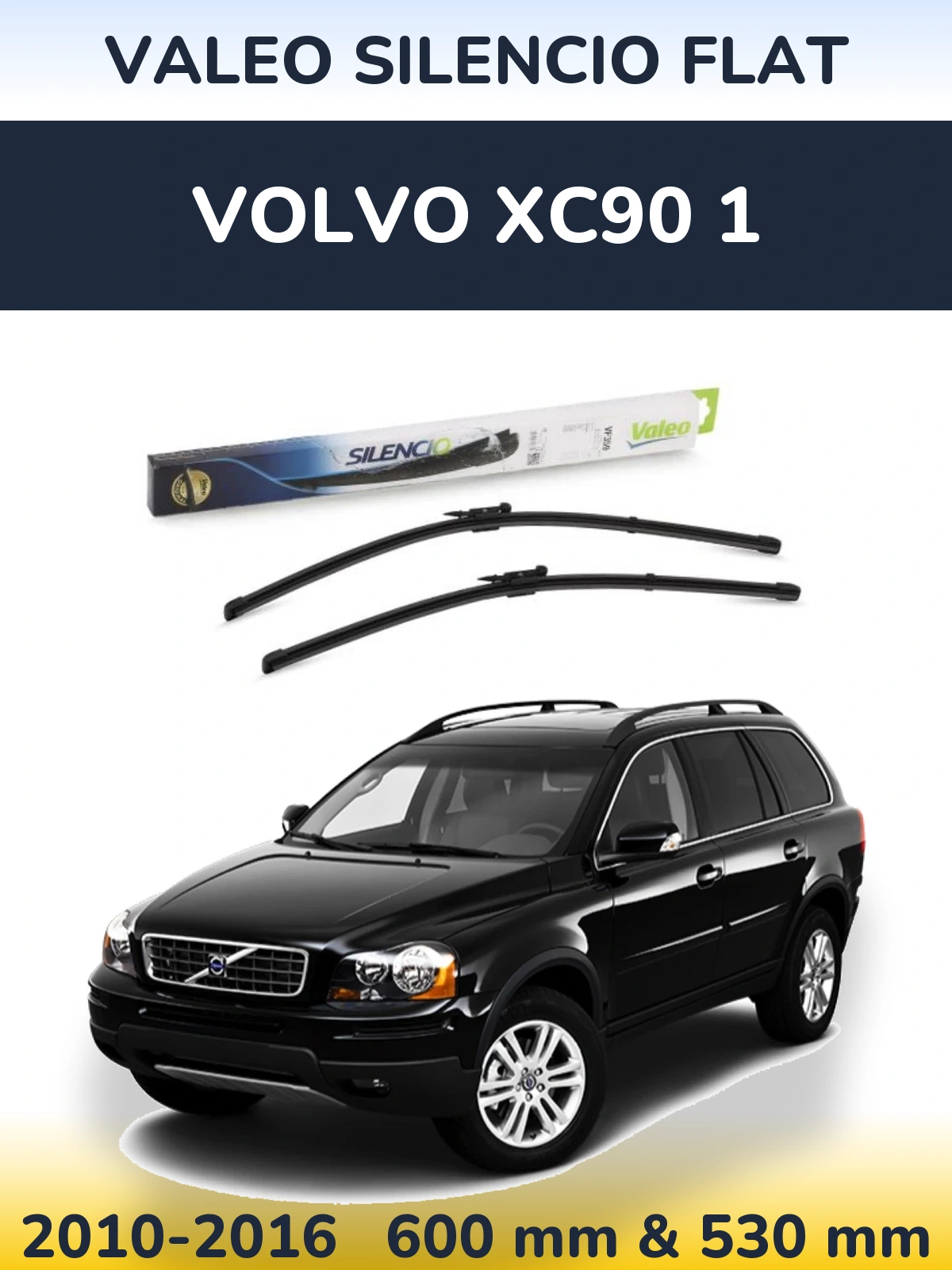 Sada předních stěračů Valeo Silencio Flat 600 a 550 mm pro Volvo XC90 1 2010-2016