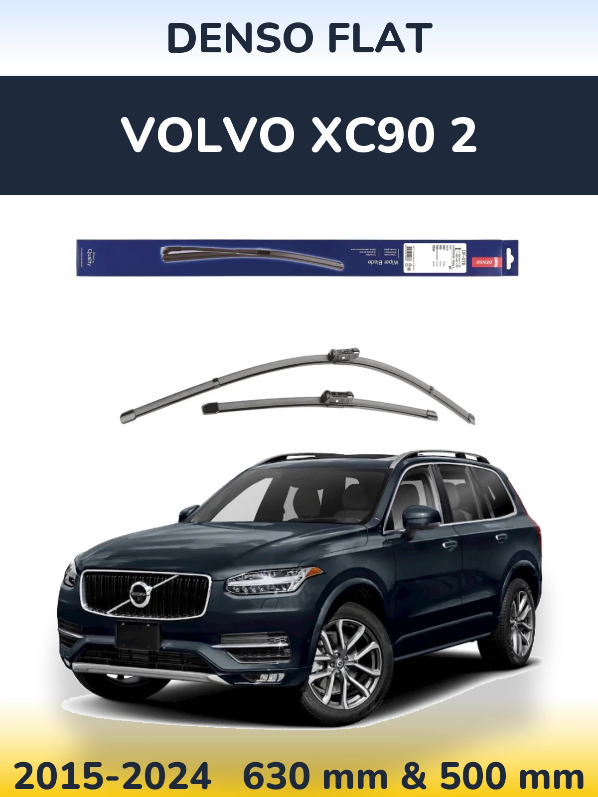 Sada předních stěračů Denso Flat 630 a 500 mm pro Volvo XC90 2 2015-2024