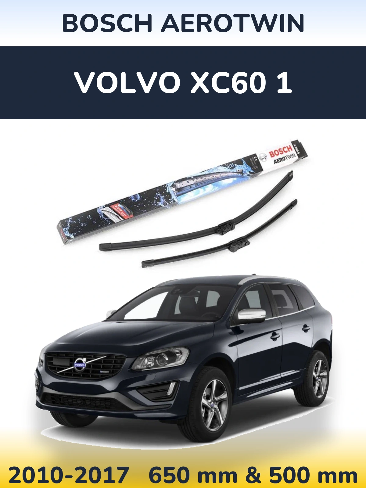 Sada předních stěračů BOSCH AeroTwin 650 a 500 mm pro Volvo XC60 1 2010-2017