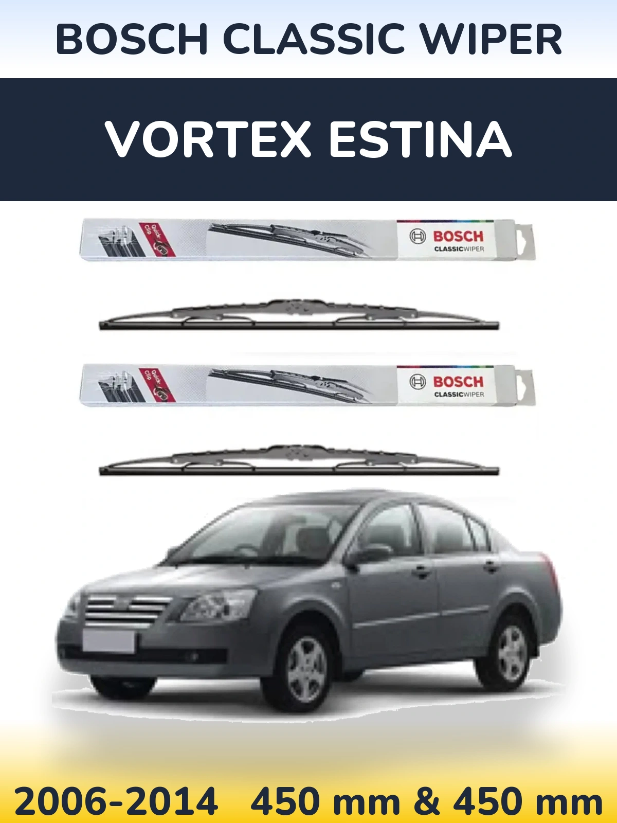 Sada předních stěračů BOSCH Classic Wiper 450 a 450 mm pro Vortex Estina 2006-2014