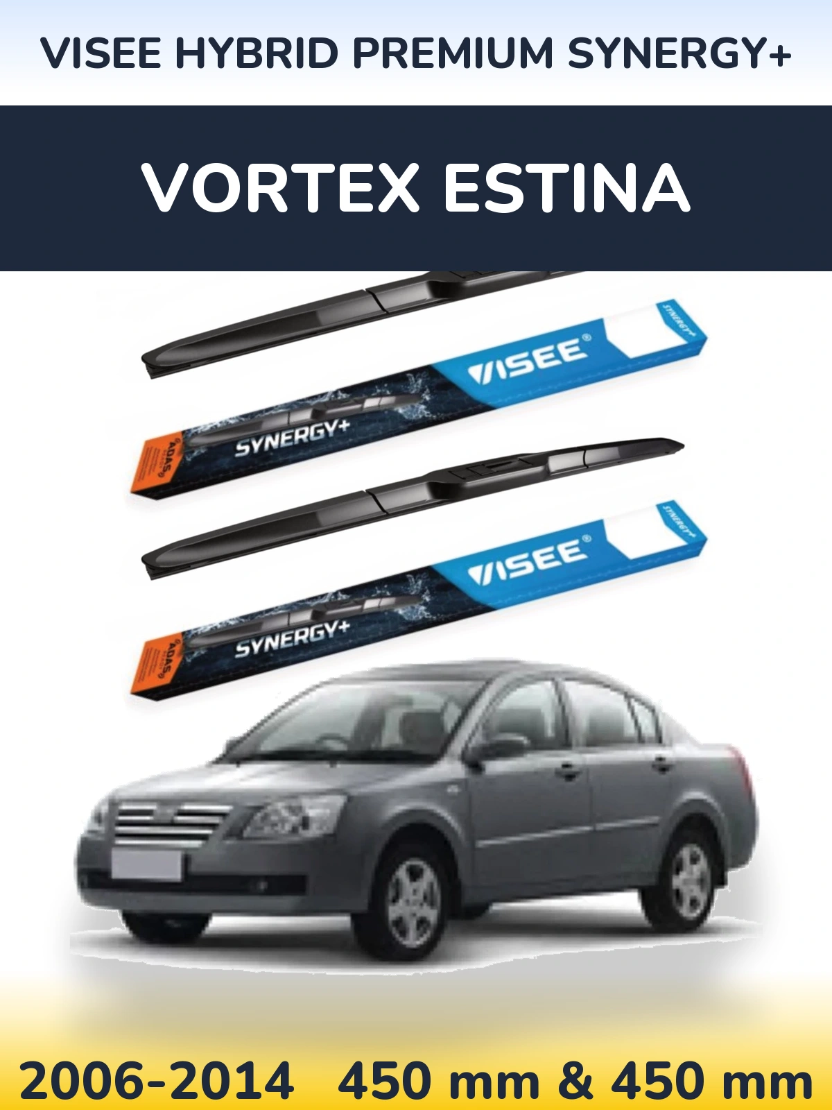 Sada předních stěračů VISEE HYBRID PREMIUM SYNERGY+ 450 a 450 mm pro Vortex Estina 2006-2014