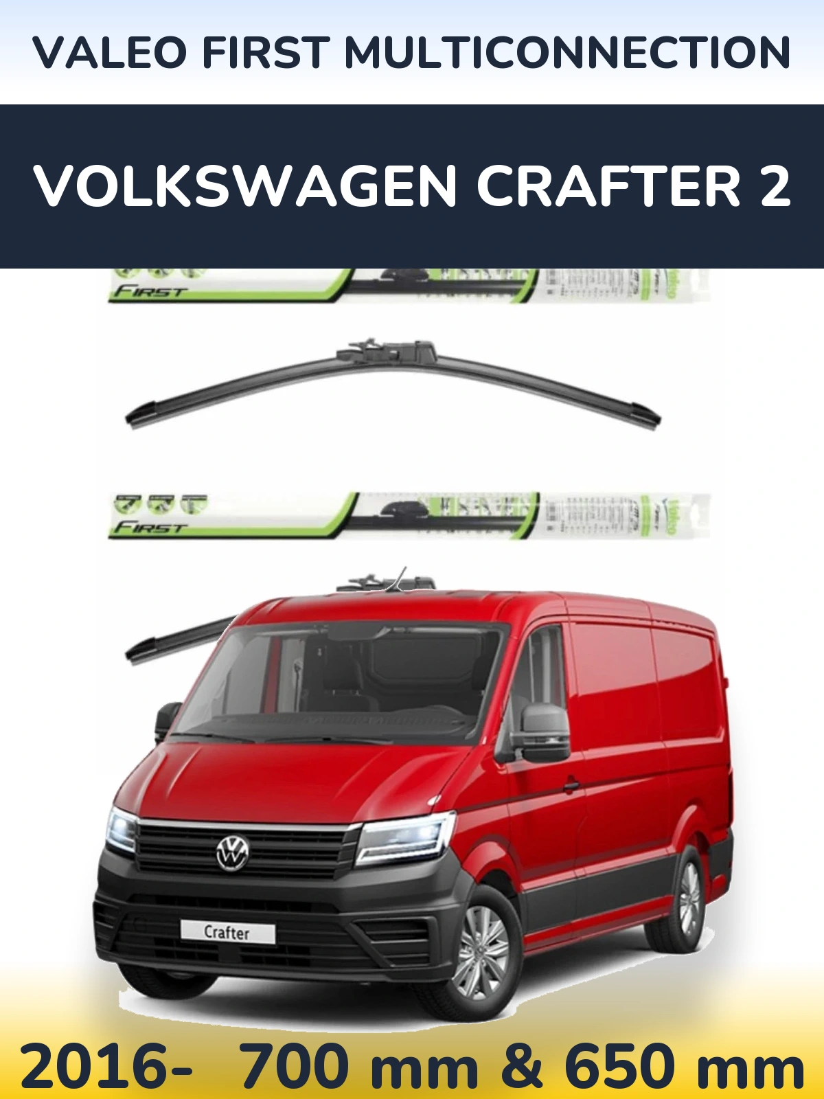 Sada předních stěračů Valeo First MultiConnection 700 a 650 mm pro Volkswagen Crafter 2 2016-2026