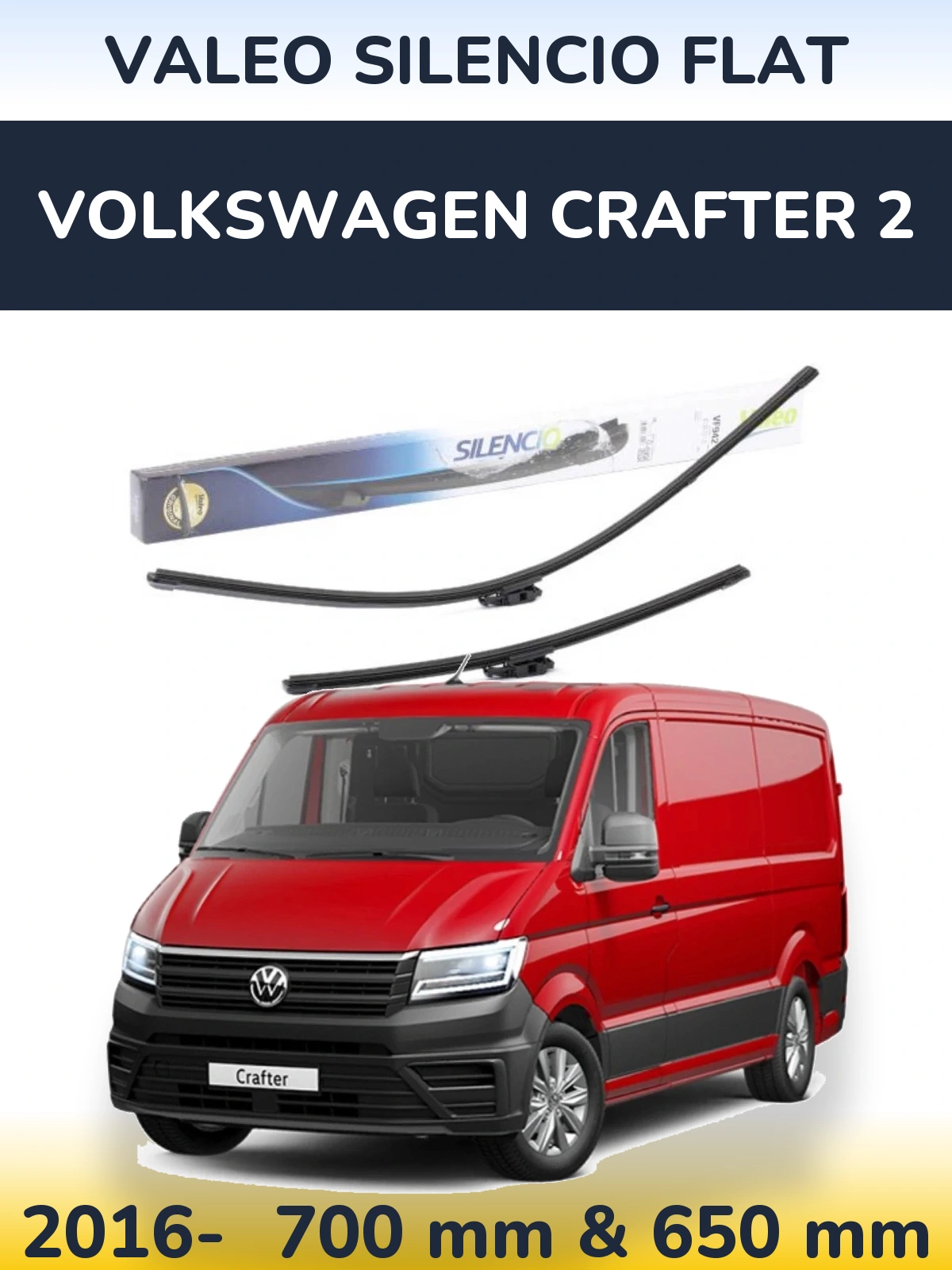 Sada předních stěračů Valeo Silencio Flat 700 a 650 mm pro Volkswagen Crafter 2 2016-2026