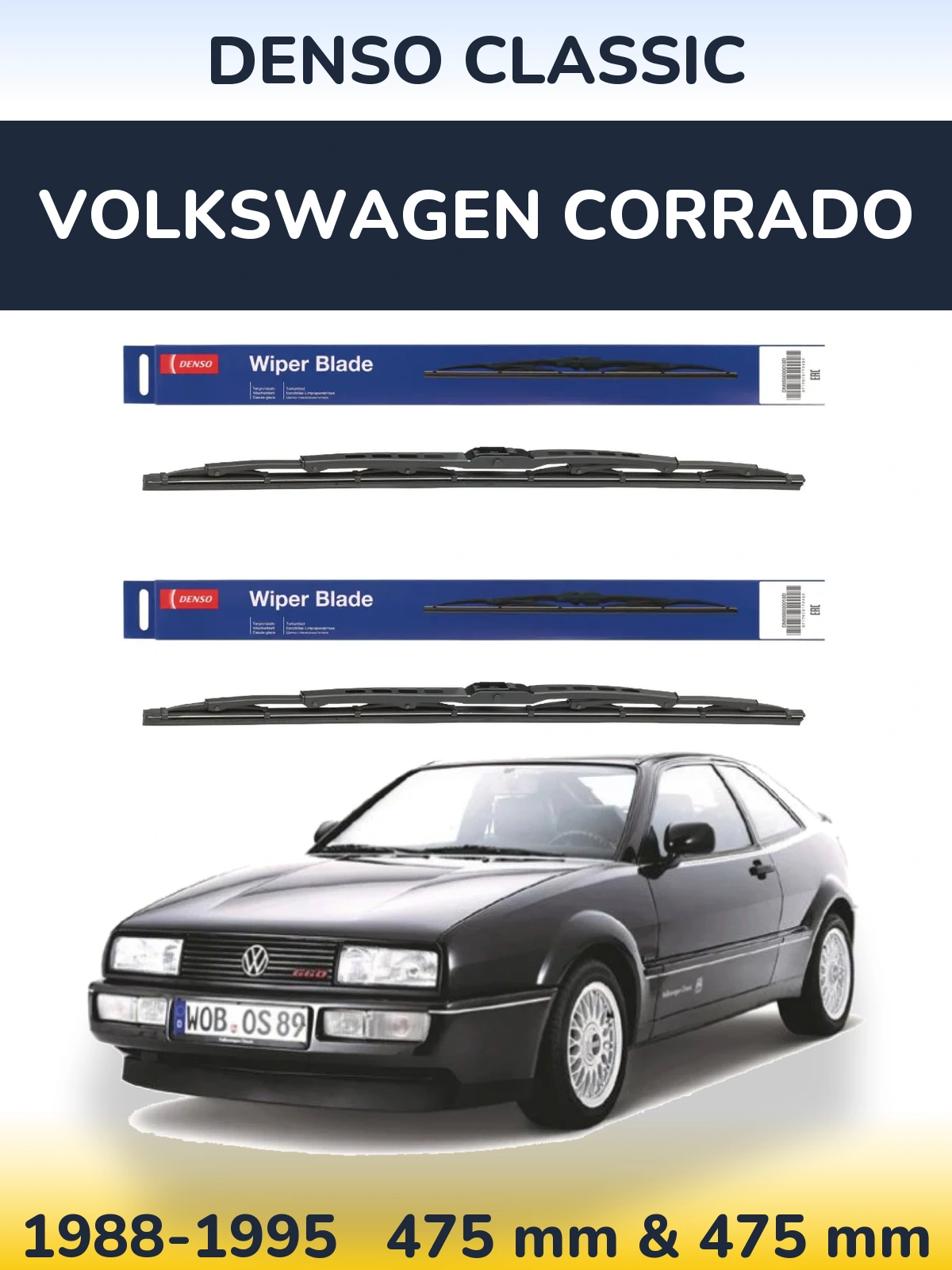 Sada předních stěračů Denso Classic 475 a 475 mm pro Volkswagen Corrado 1988-1995