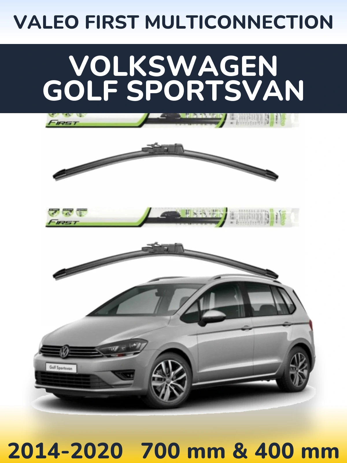 Комплект передніх щіток Valeo First MultiConnection 700 & 400 мм для Volkswagen Golf Sportsvan 2014-2020