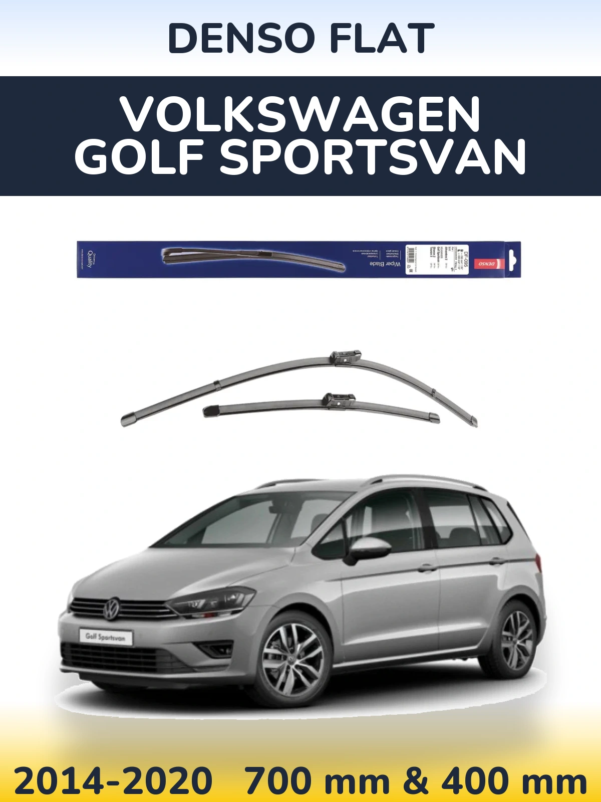 Sada předních stěračů Denso Flat 700 a 400 mm pro Volkswagen Golf Sportsvan 2014-2020