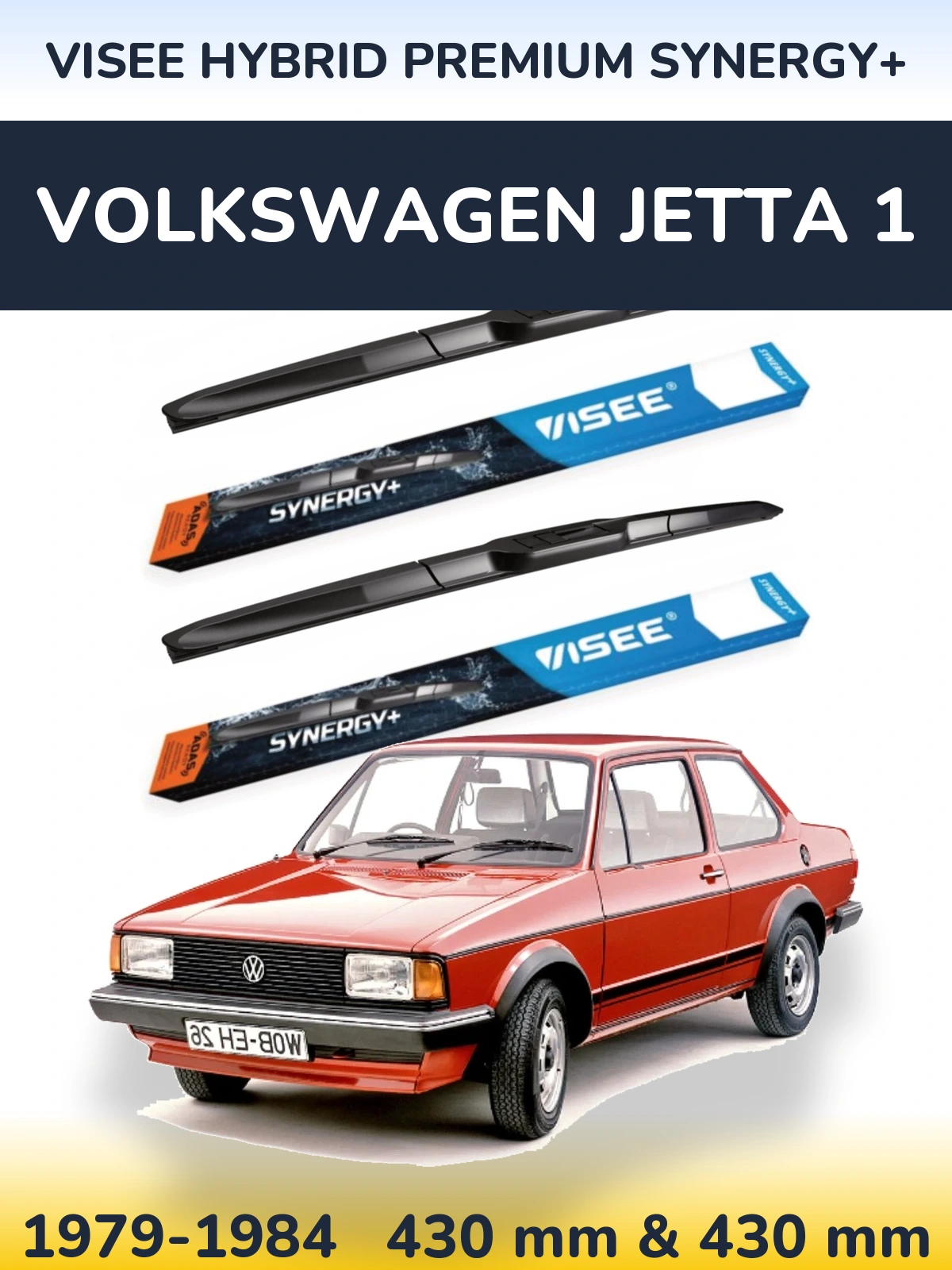 Комплект передніх щіток VISEE HYBRID PREMIUM SYNERGY+ 430 & 430 мм для Volkswagen Jetta 1 1979-1984