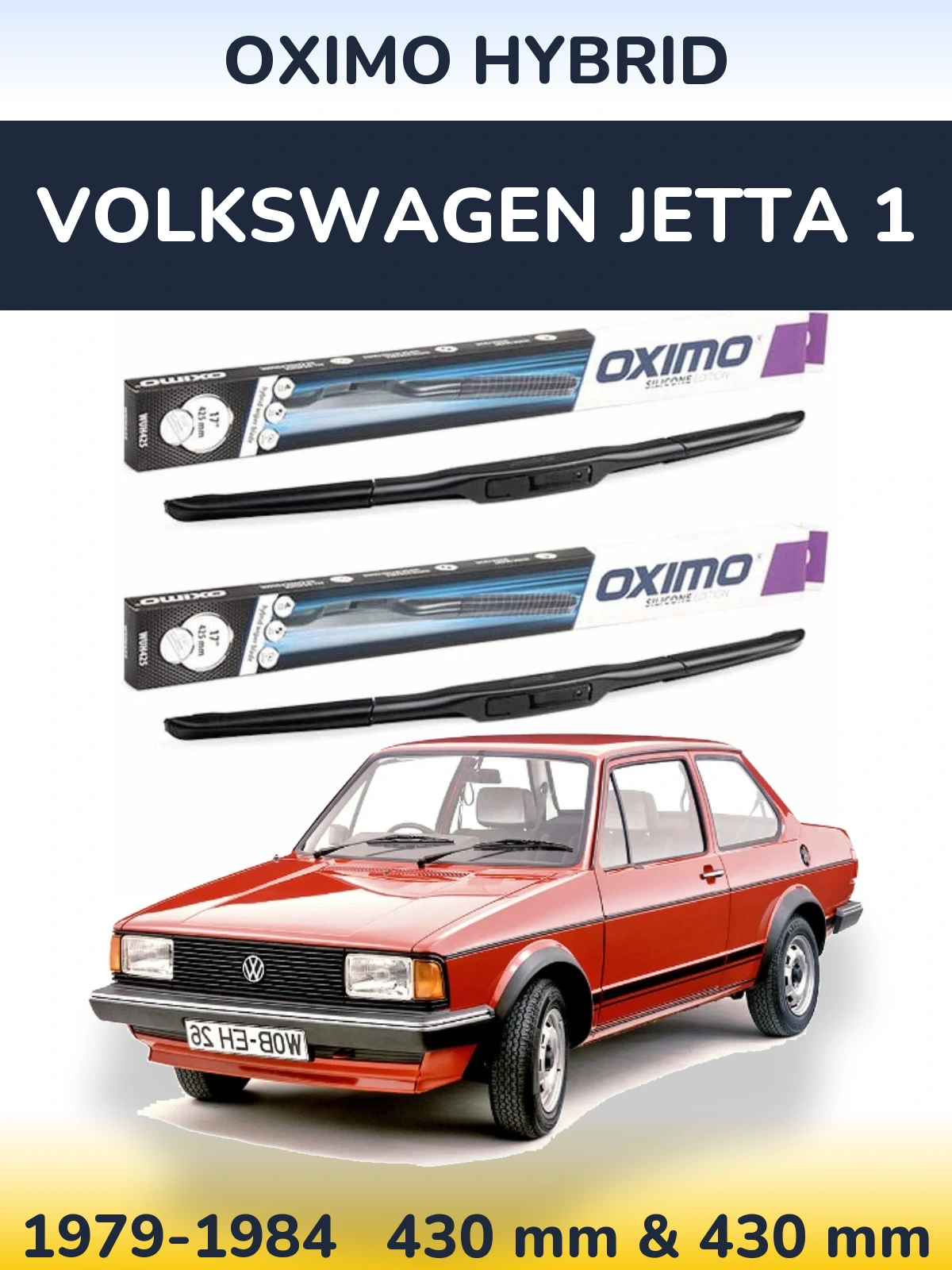 Sada předních stěračů Oximo Hybrid 430 a 430 mm pro Volkswagen Jetta 1 1979-1984