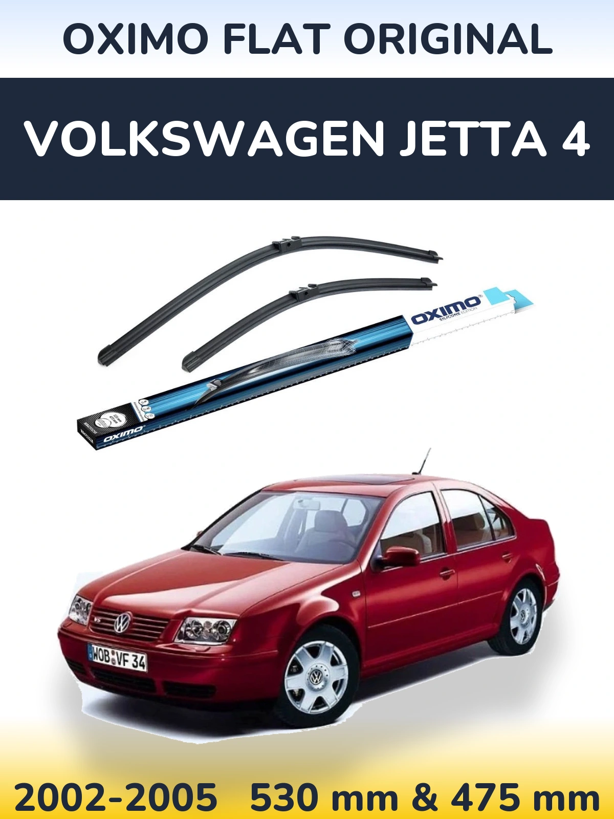 Sada předních stěračů Oximo Flat Original 530 a 475 mm pro Volkswagen Jetta 4 2002-2005