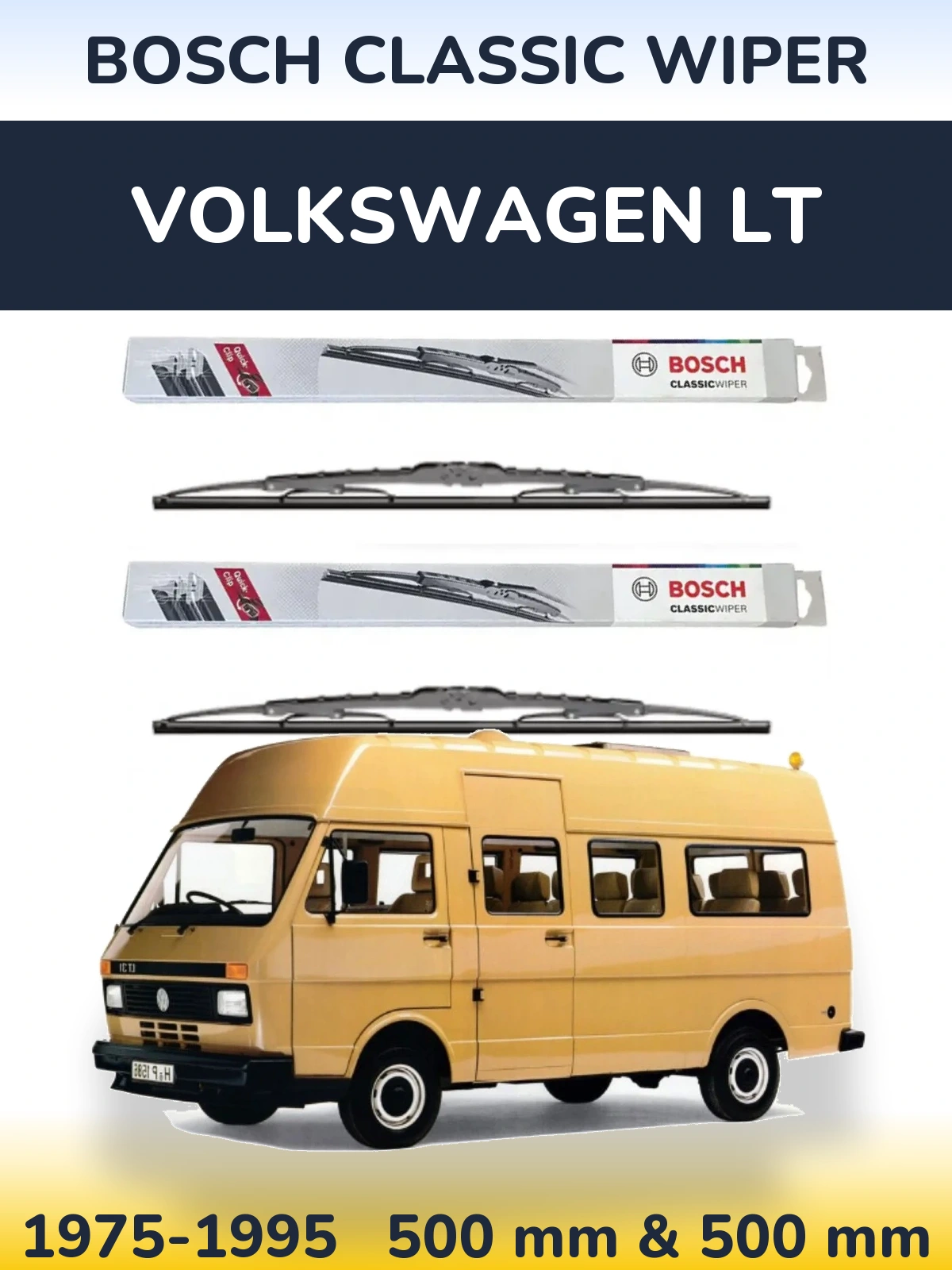 Sada předních stěračů BOSCH Classic Wiper 500 a 500 mm pro Volkswagen LT 1975-1995