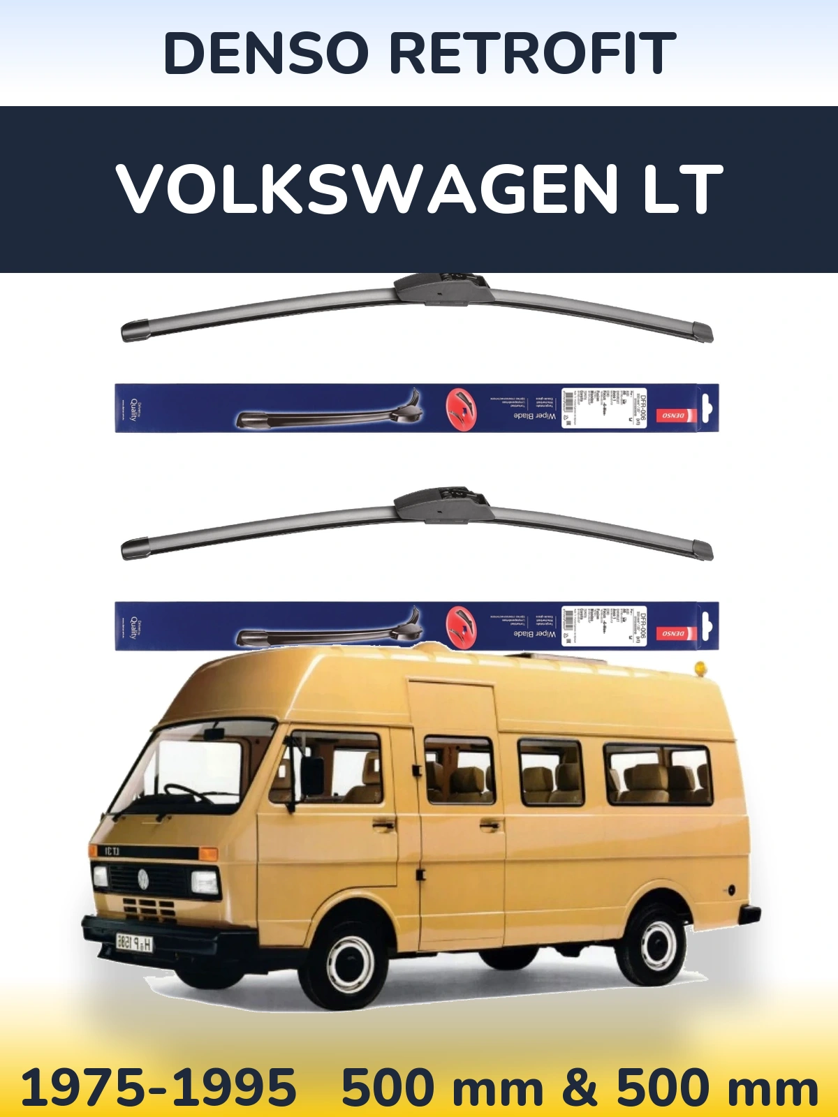 Sada předních stěračů Denso Retrofit 500 a 500 mm pro Volkswagen LT 1975-1995