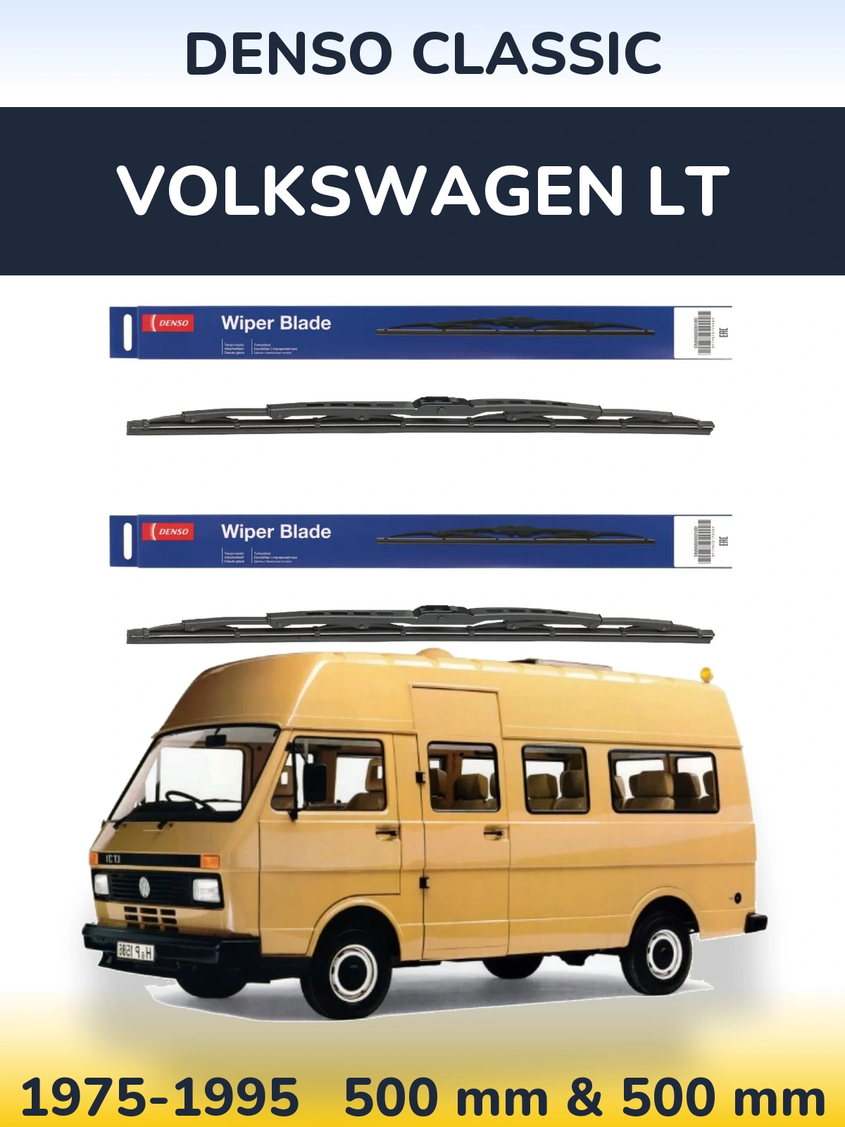 Sada předních stěračů Denso Classic 500 a 500 mm pro Volkswagen LT 1975-1995