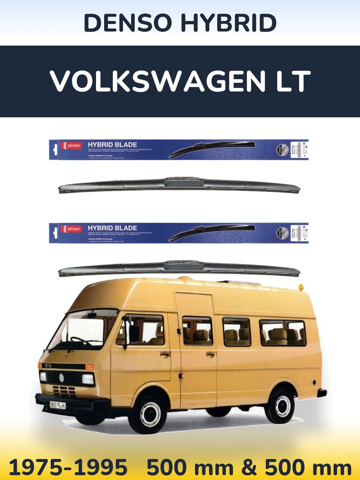 Sada předních stěračů Denso Hybrid 500 a 500 mm pro Volkswagen LT 1975-1995
