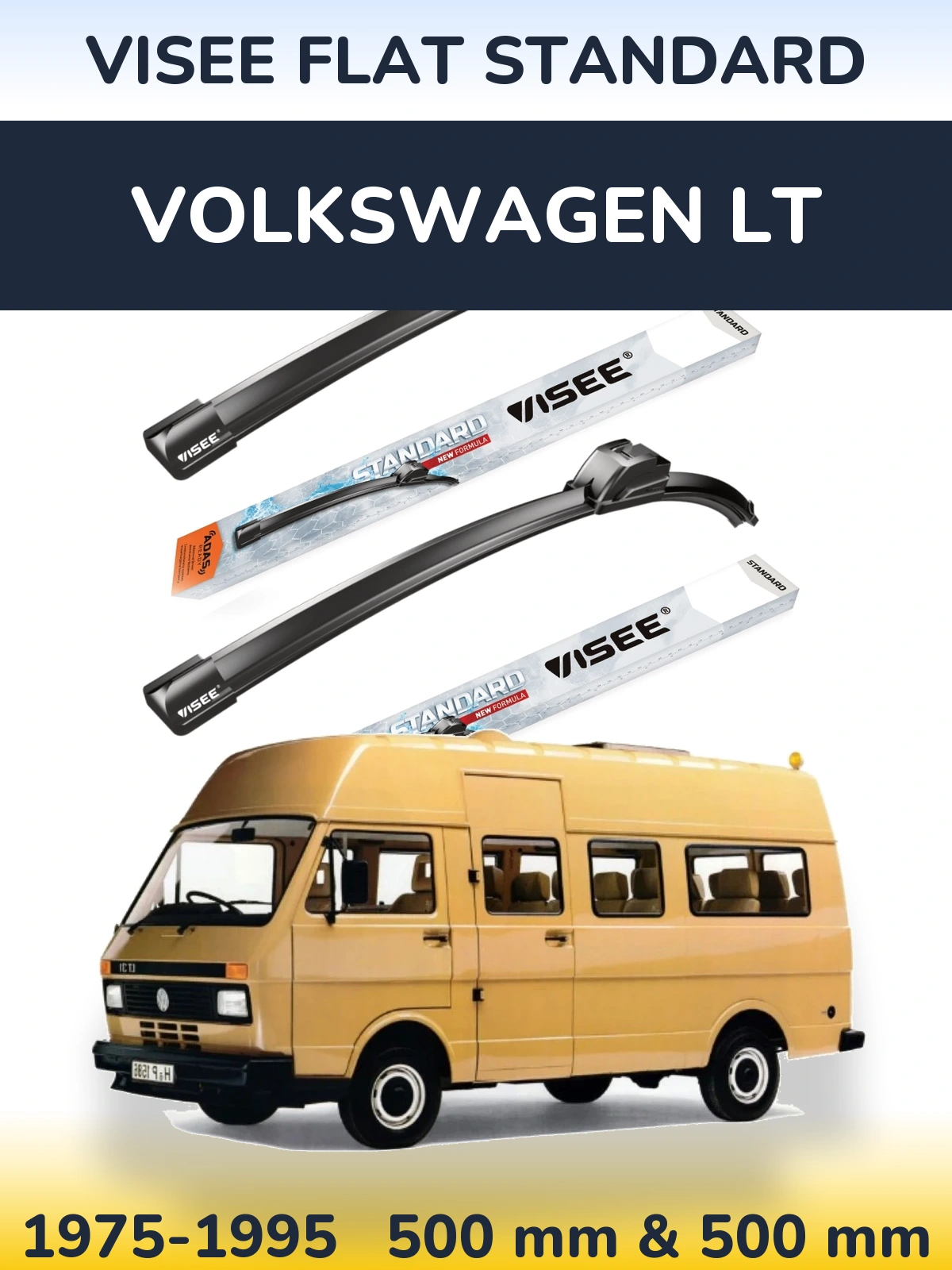Sada předních stěračů VISEE FLAT STANDARD 500 a 500 mm pro Volkswagen LT 1975-1995