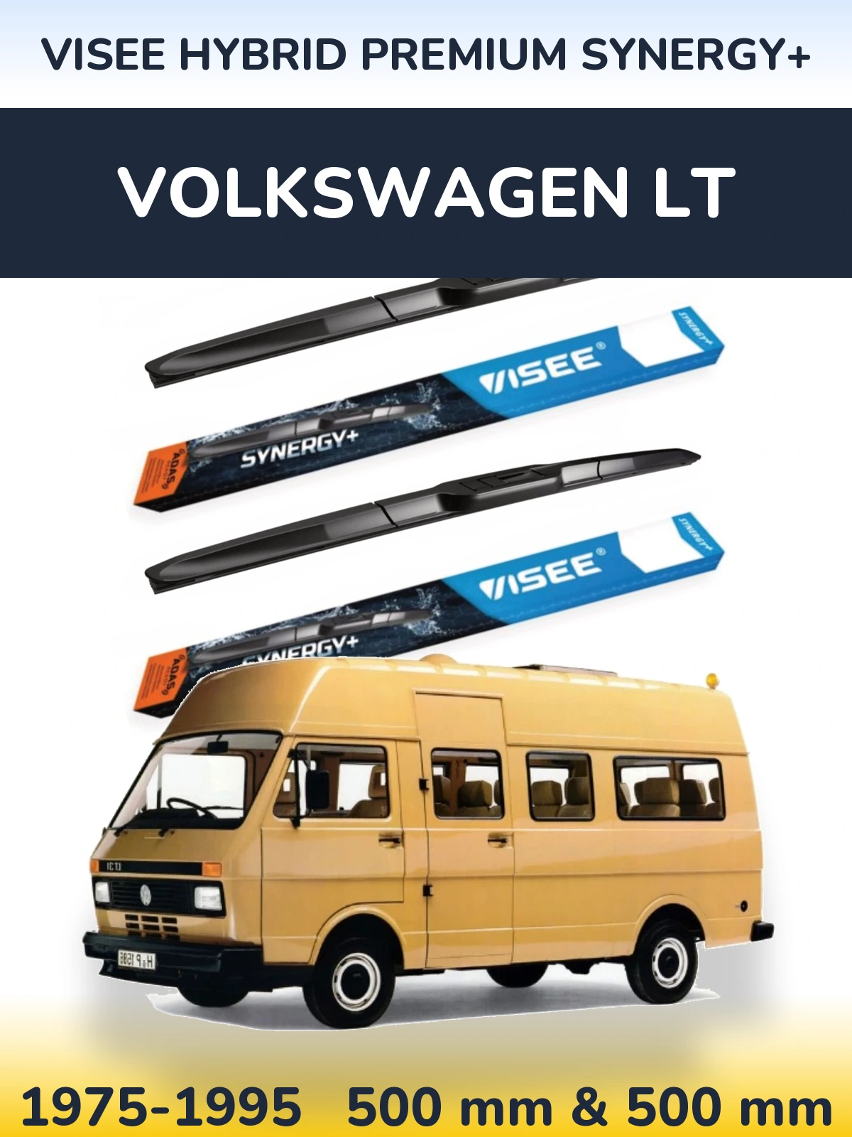 Sada předních stěračů VISEE HYBRID PREMIUM SYNERGY+ 500 a 500 mm pro Volkswagen LT 1975-1995