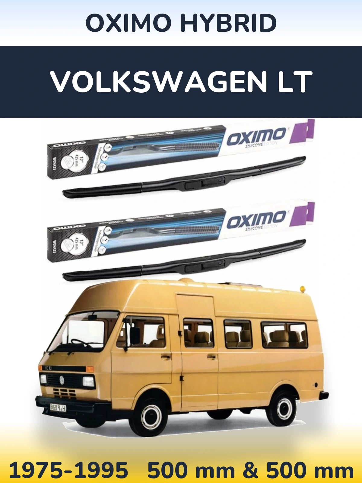 Sada předních stěračů Oximo Hybrid 500 a 500 mm pro Volkswagen LT 1975-1995