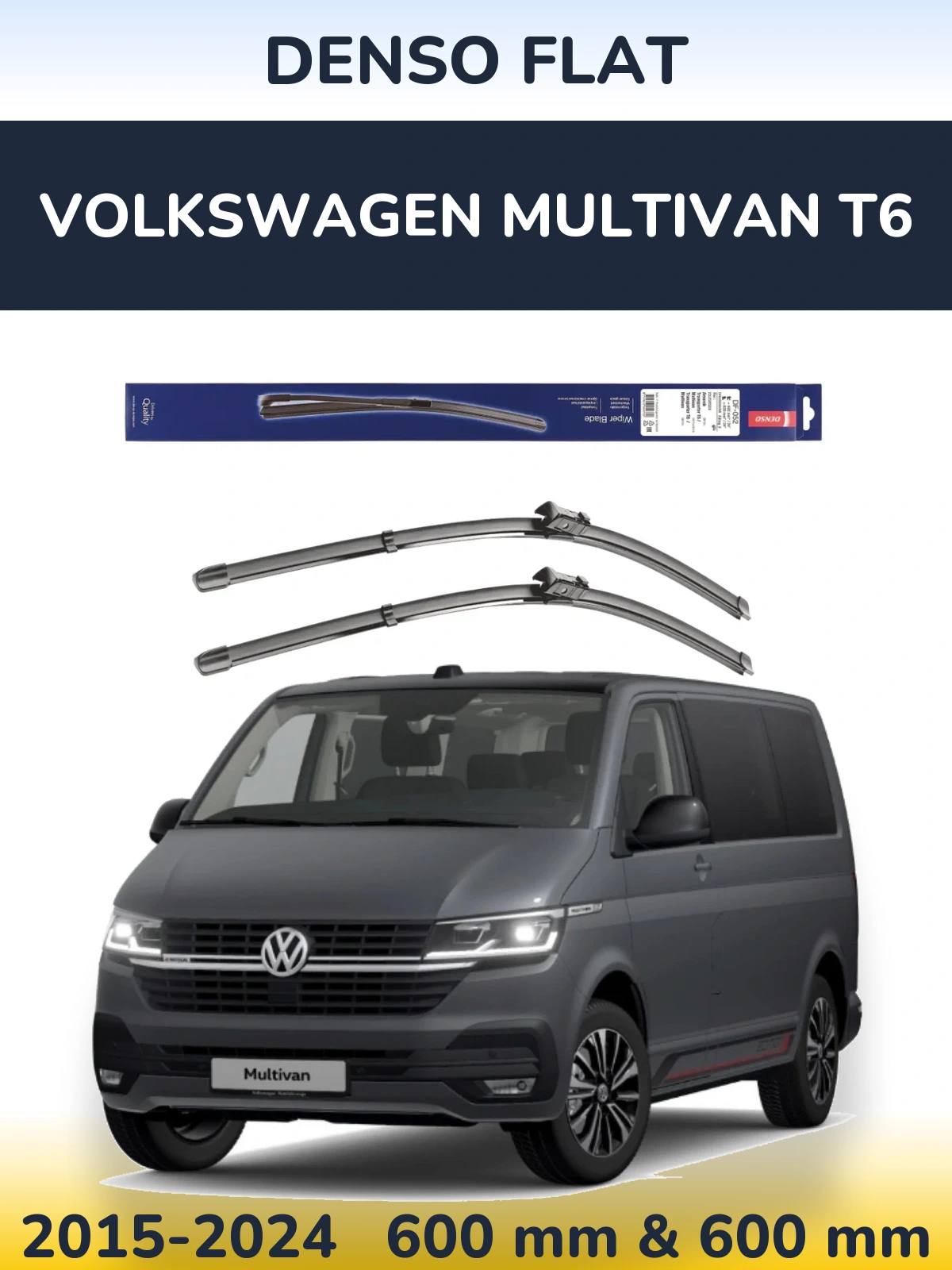 Sada předních stěračů Denso Flat 600 a 600 mm pro Volkswagen Multivan T6 2015-2024