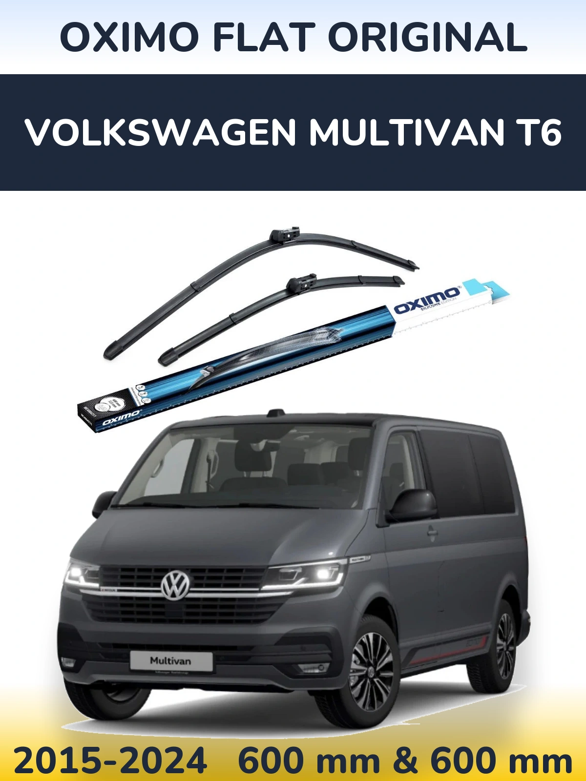 Sada předních stěračů Oximo Flat Original 600 a 600 mm pro Volkswagen Multivan T6 2015-2024
