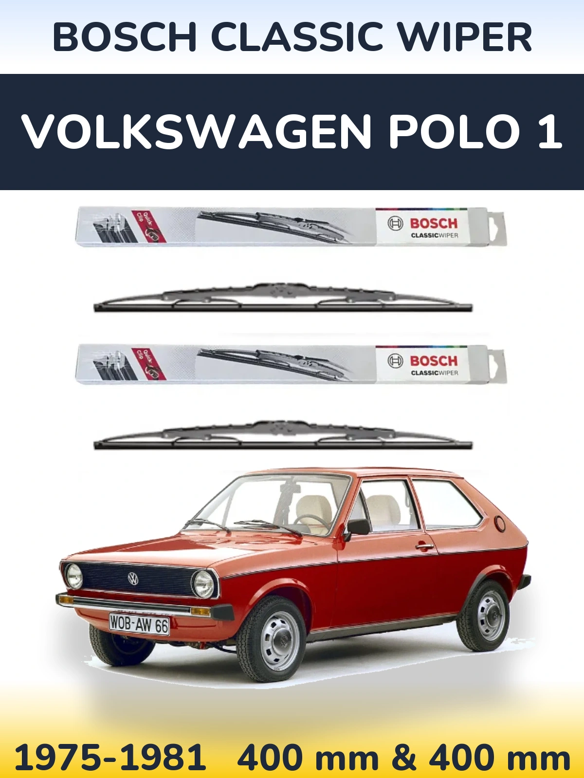 Sada předních stěračů BOSCH Classic Wiper 400 a 400 mm pro Volkswagen Polo 1 1975-1981