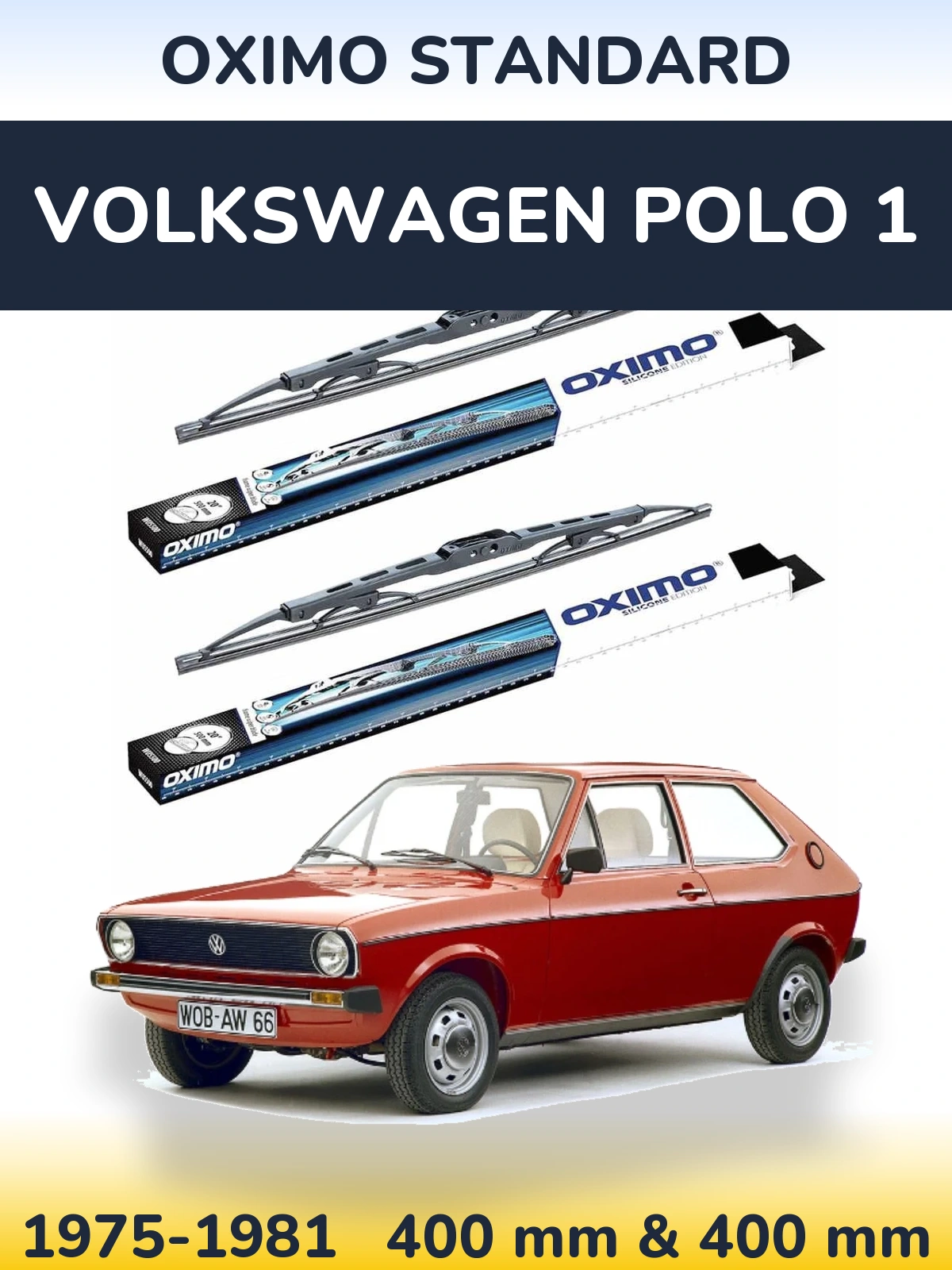 Комплект передніх щіток Oximo Standard 400 & 400 мм для Volkswagen Polo 1 1975-1981