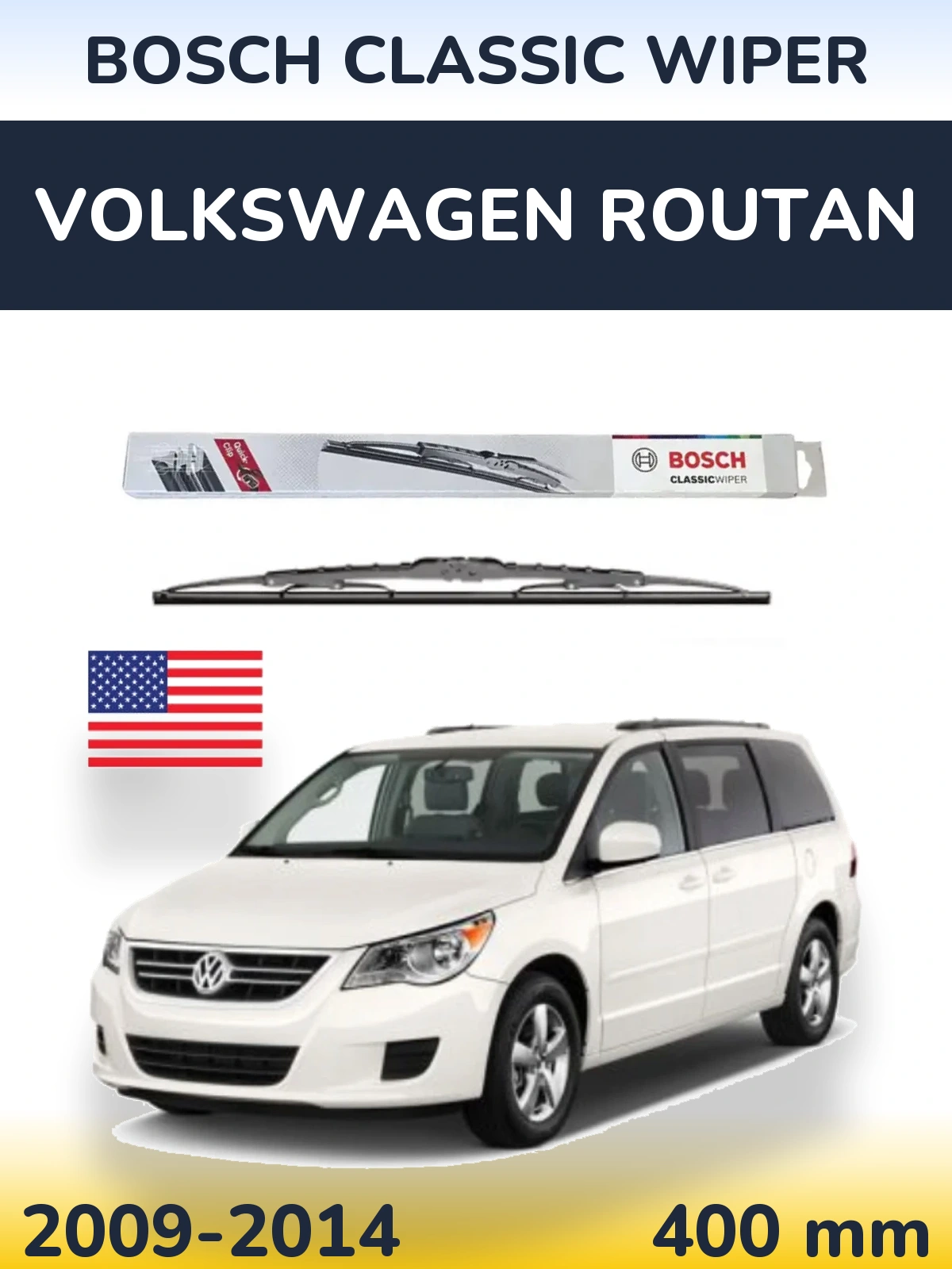 Zadní stěrač BOSCH Classic Wiper 400 mm pro Volkswagen Routan 2009-2014