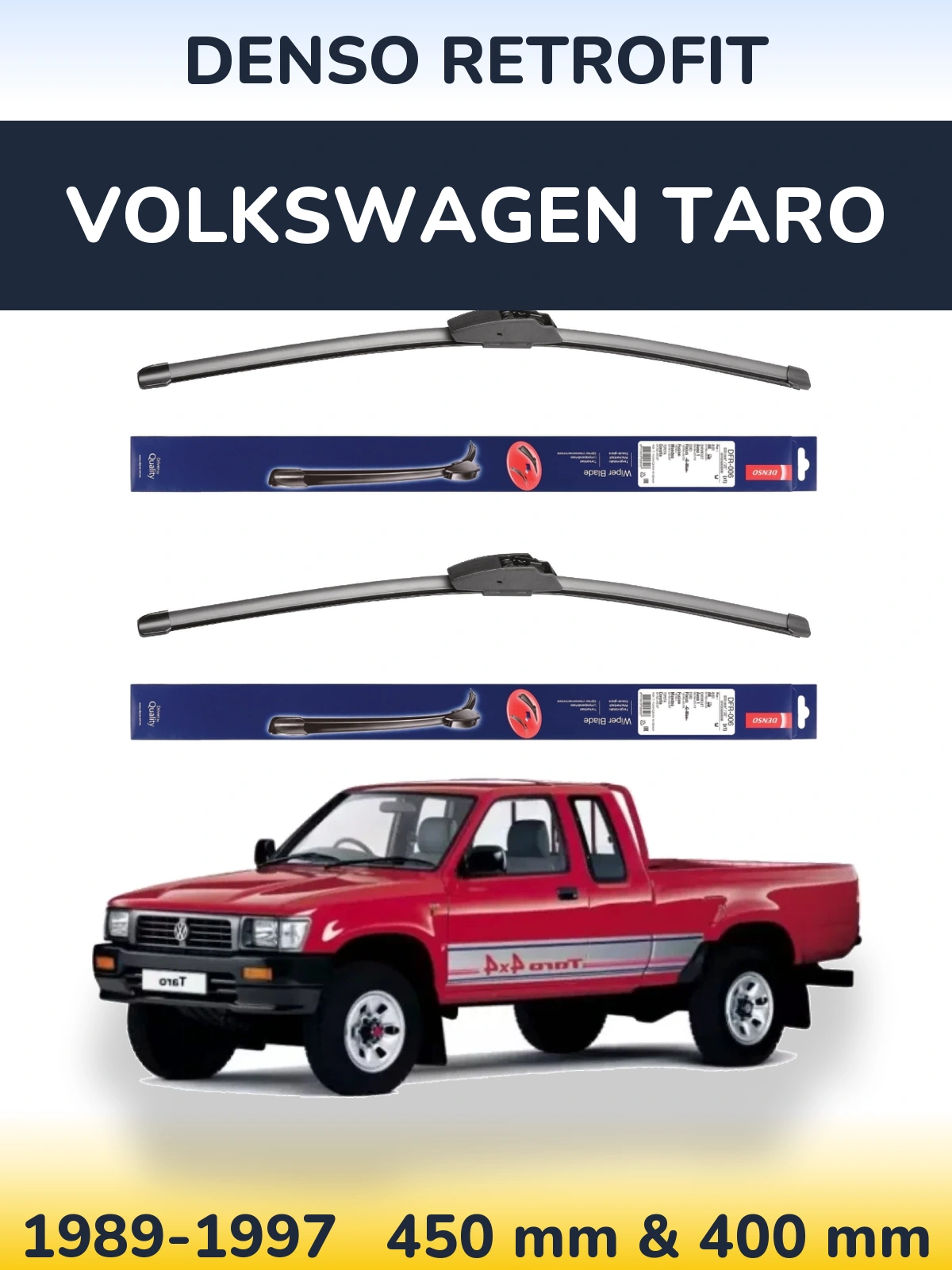Sada předních stěračů Denso Retrofit 450 a 400 mm pro Volkswagen Taro 1989-1997