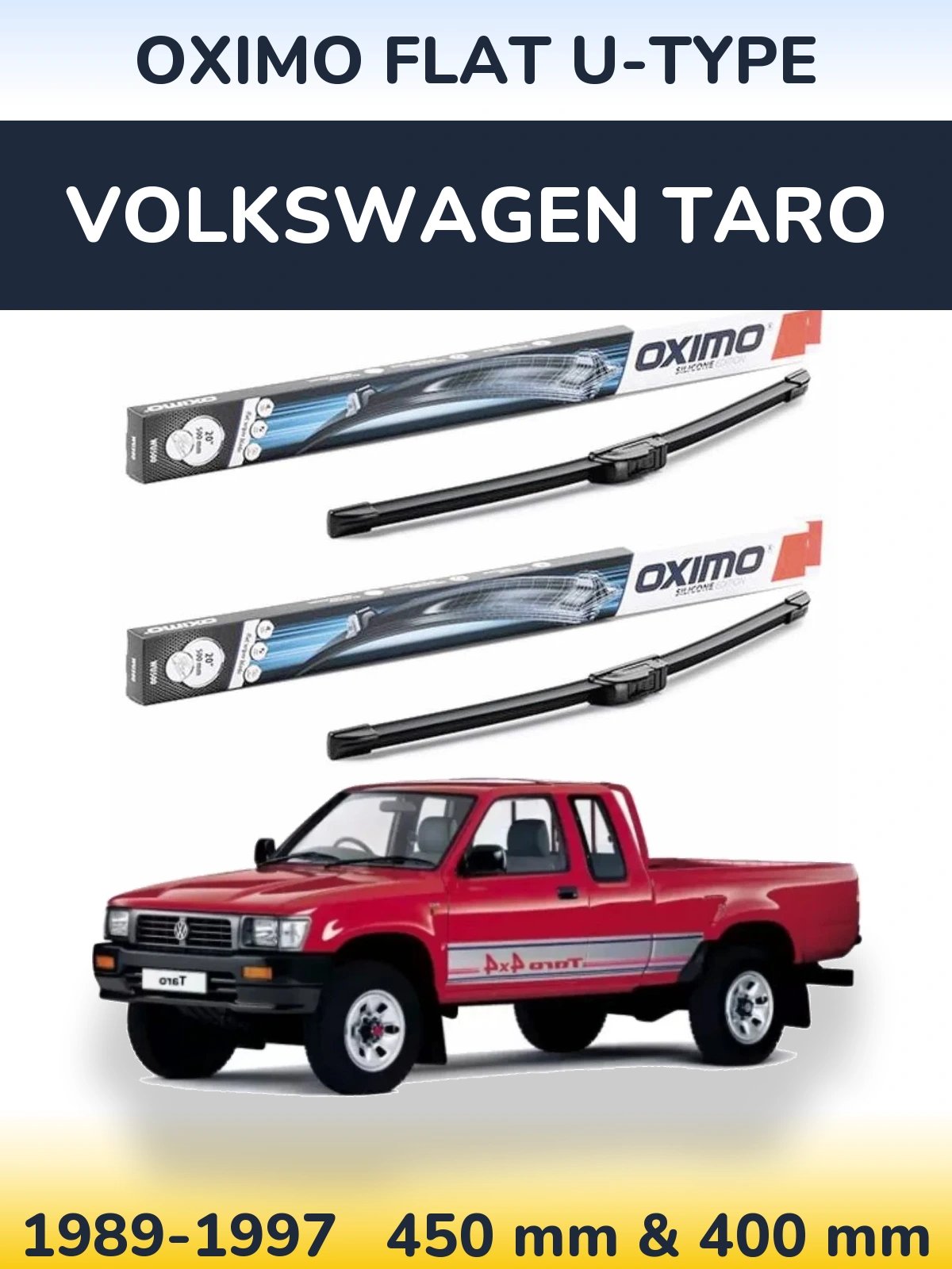 Sada předních stěračů Oximo Flat U-type 450 a 400 mm pro Volkswagen Taro 1989-1997