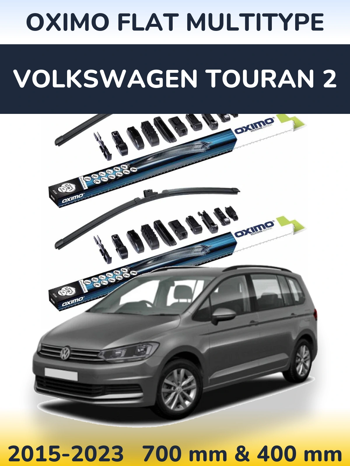 Sada předních stěračů Oximo Flat MultiType 700 a 400 mm pro Volkswagen Touran 2 2015-2023