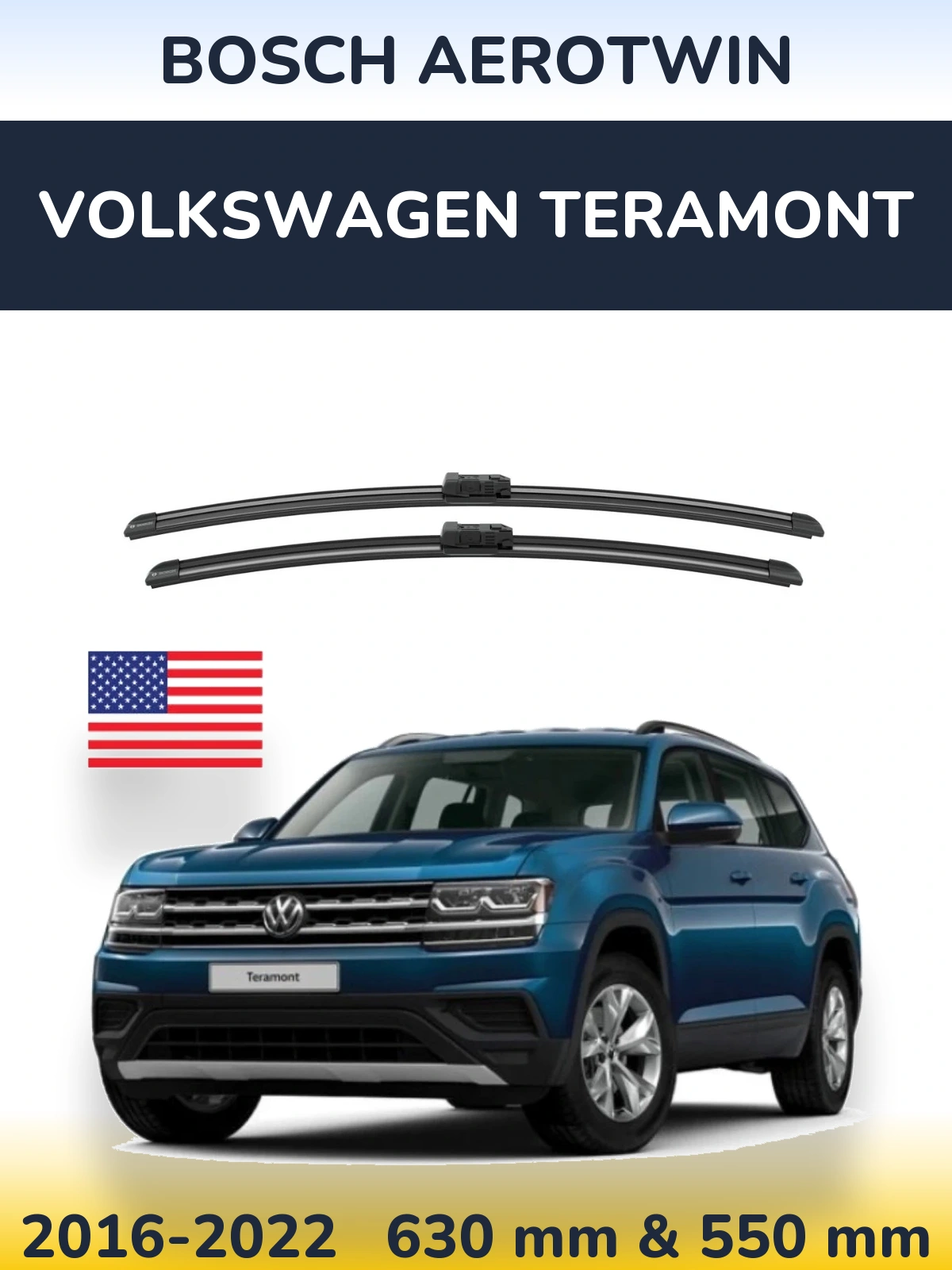 Sada předních stěračů BOSCH AeroTwin 625 a 550 mm pro Volkswagen Teramont 2016-2022
