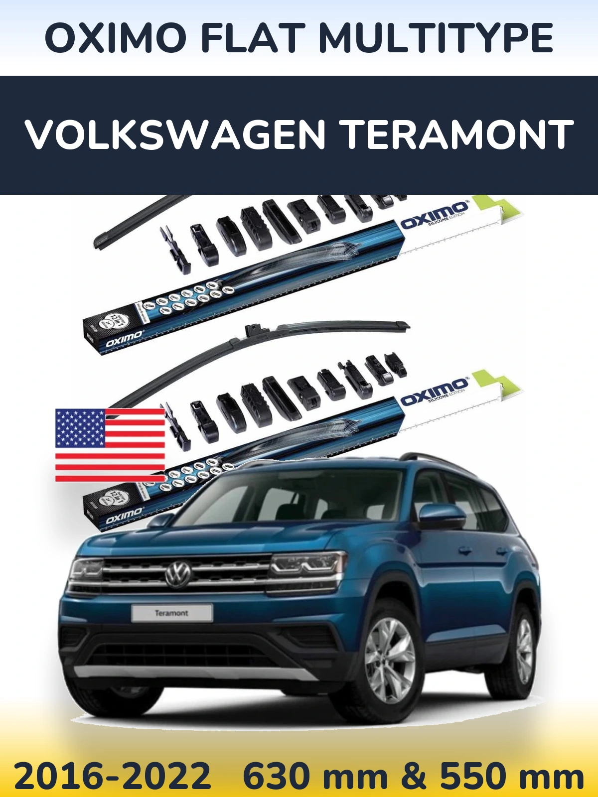 Sada předních stěračů Oximo Flat MultiType 600 a 550 mm pro Volkswagen Teramont 2016-2022