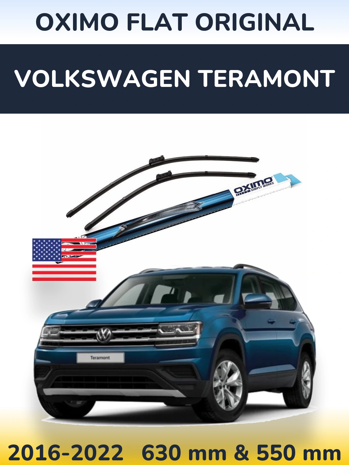 Sada předních stěračů Oximo Flat Original 630 a 550 mm pro Volkswagen Teramont 2016-2022
