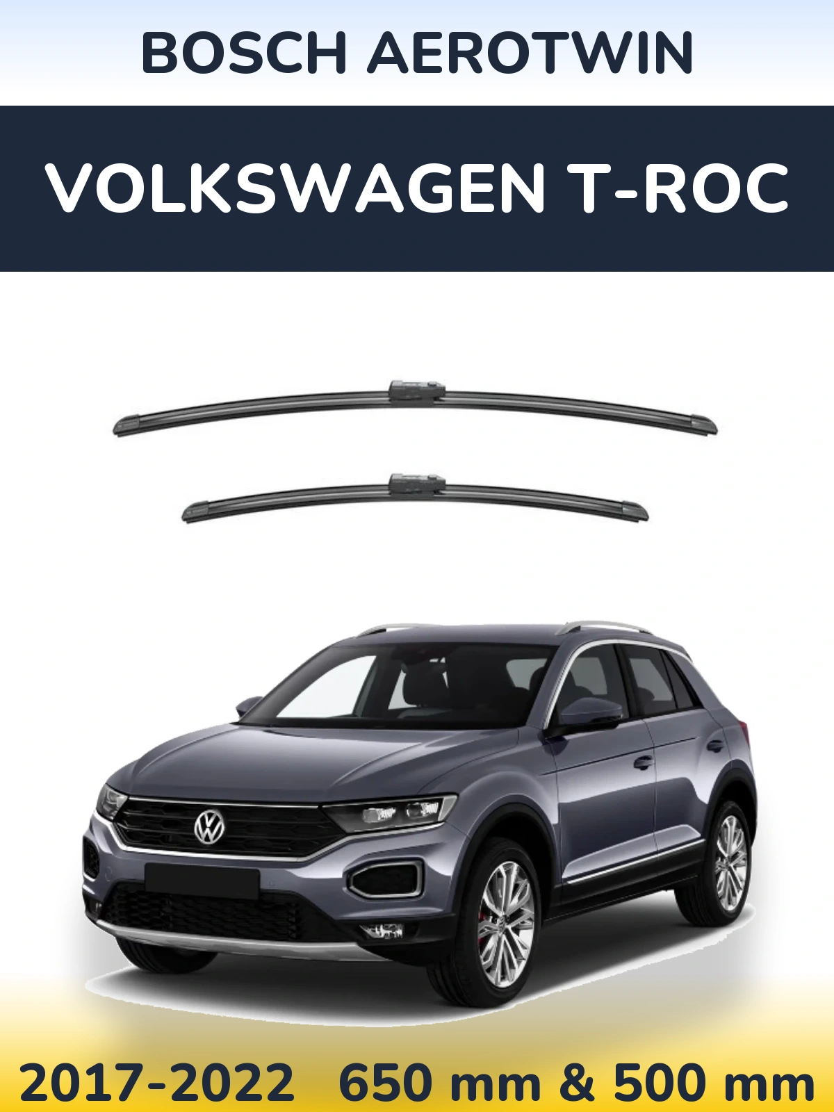 Sada předních stěračů BOSCH AeroTwin 650 a 500 mm pro Volkswagen T-Roc 2017-2022