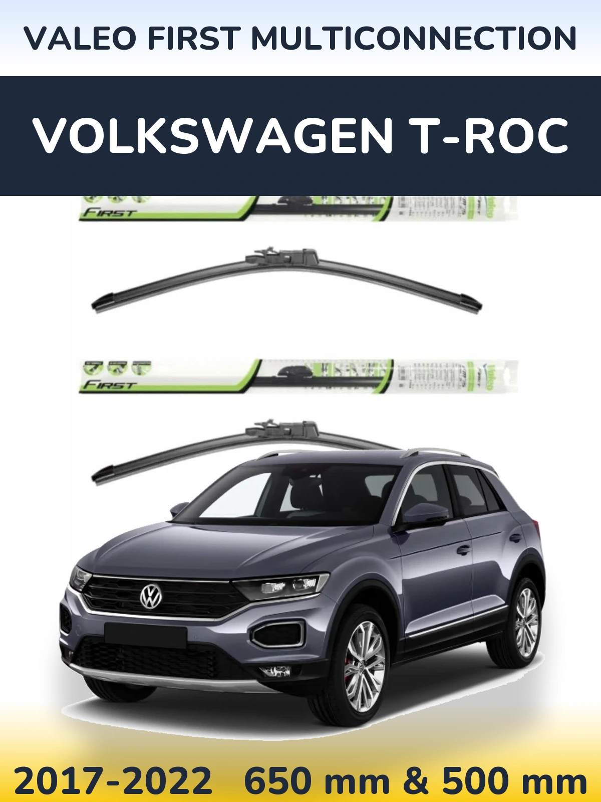 Sada předních stěračů Valeo First MultiConnection 650 a 500 mm pro Volkswagen T-Roc 2017-2022