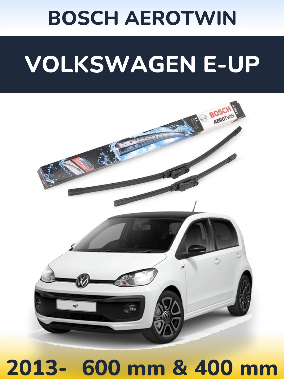 Sada předních stěračů BOSCH AeroTwin 600 a 400 mm pro Volkswagen e-Up 2013-2026