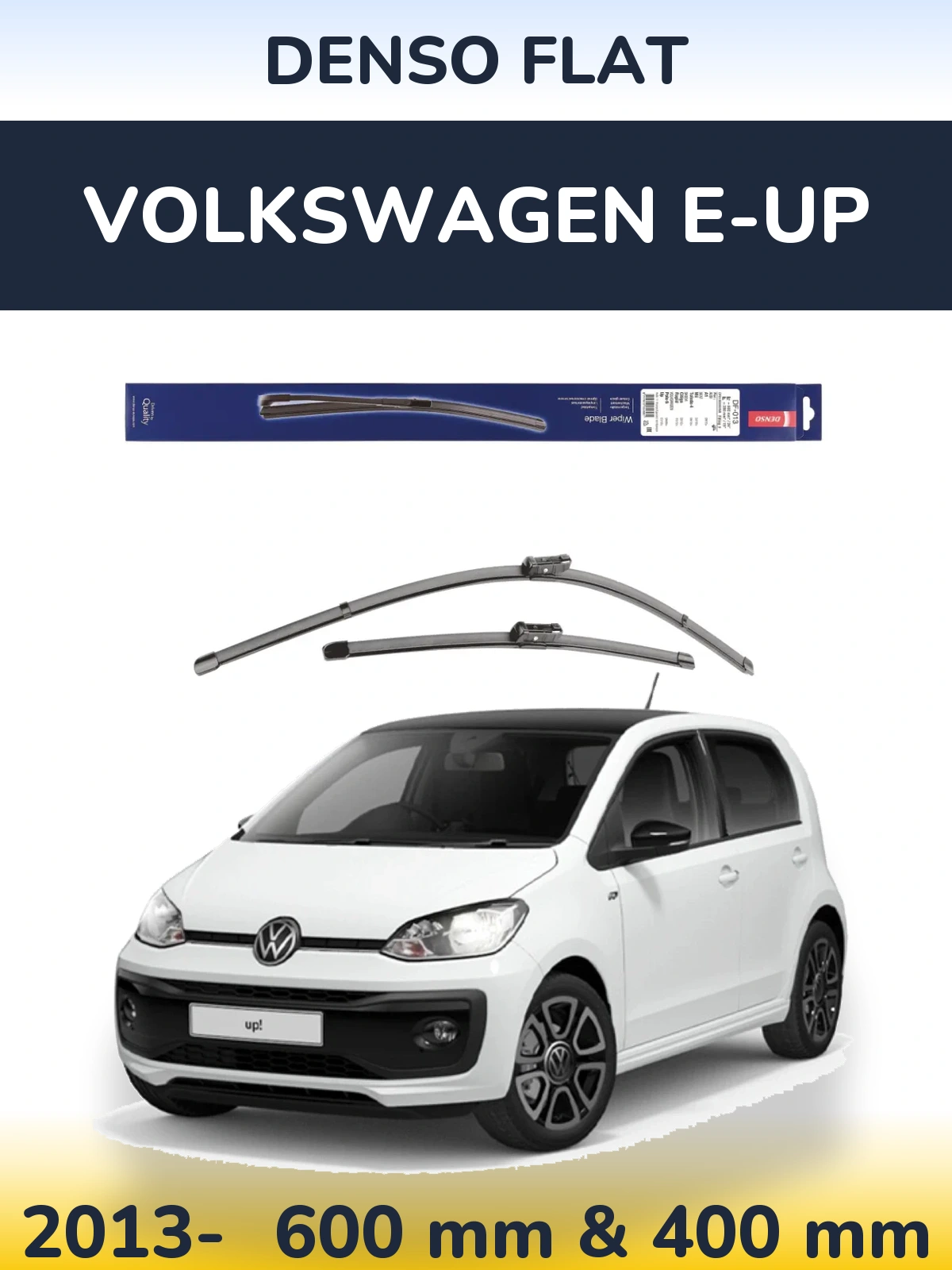 Sada předních stěračů Denso Flat 600 a 380 mm pro Volkswagen e-Up 2013-2026
